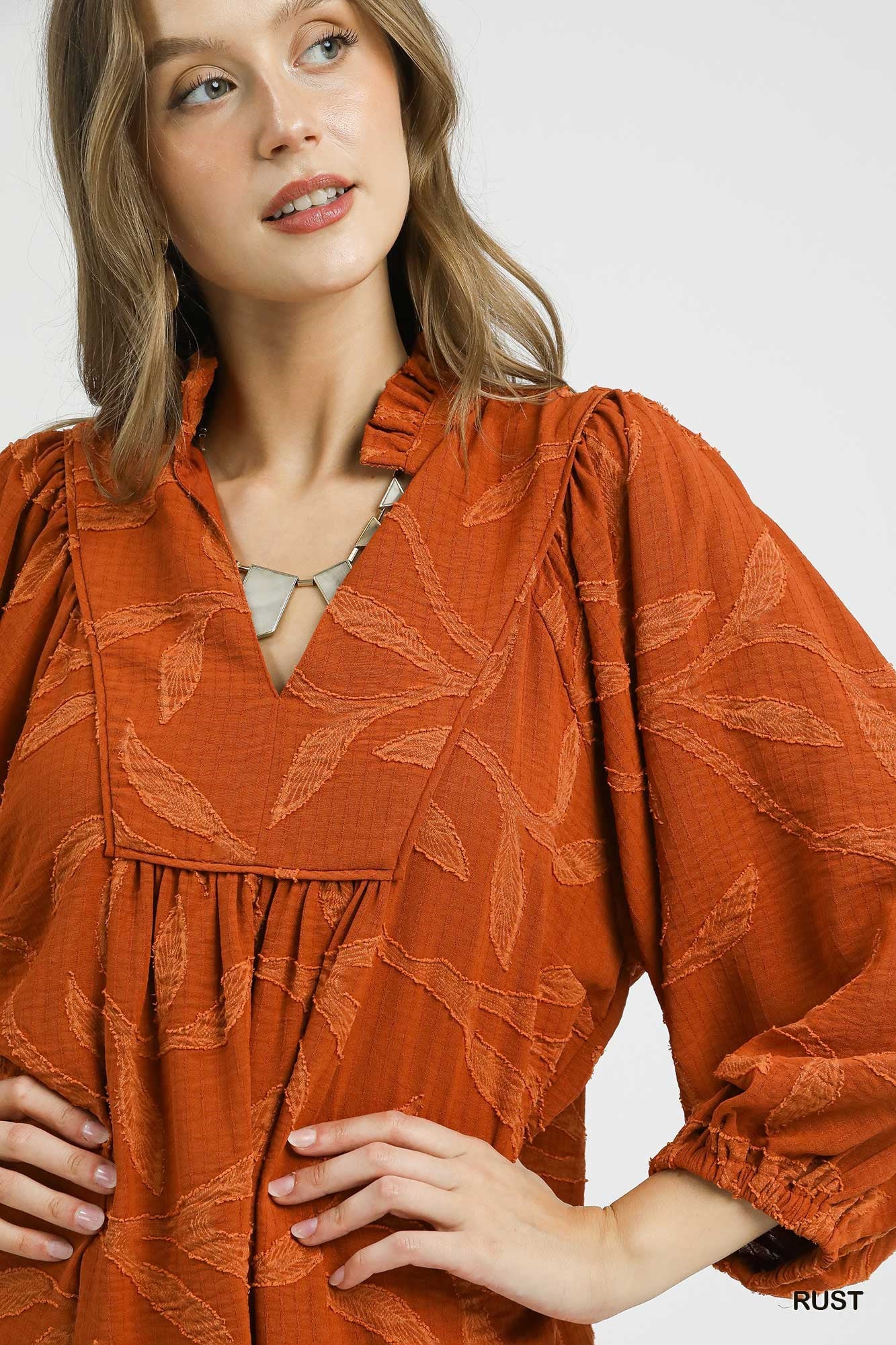 Tonal Leaf Jacquard Dress
