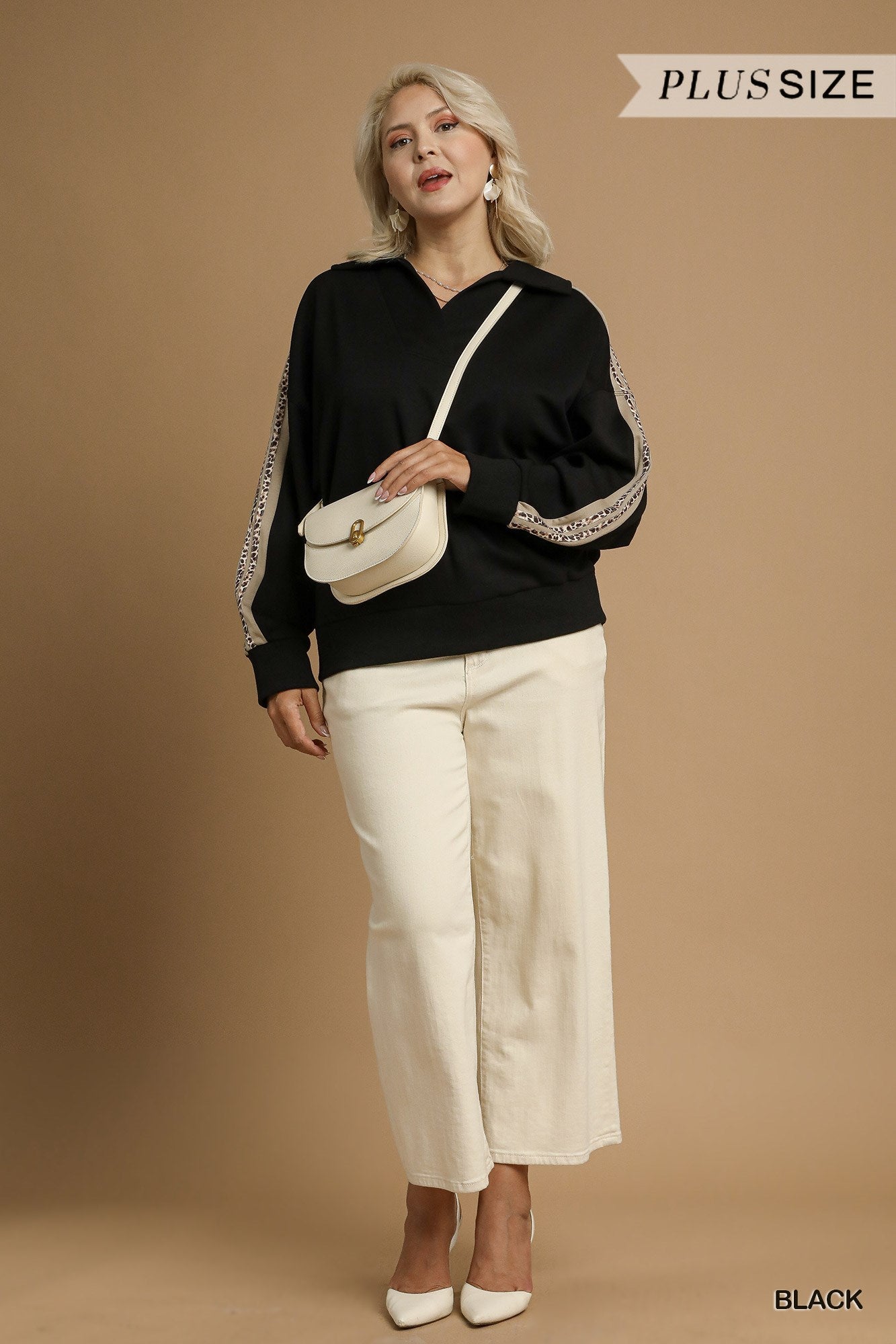 Leopard Accent Luxeknit Pullover | PLUS SIZE AVAILABLE