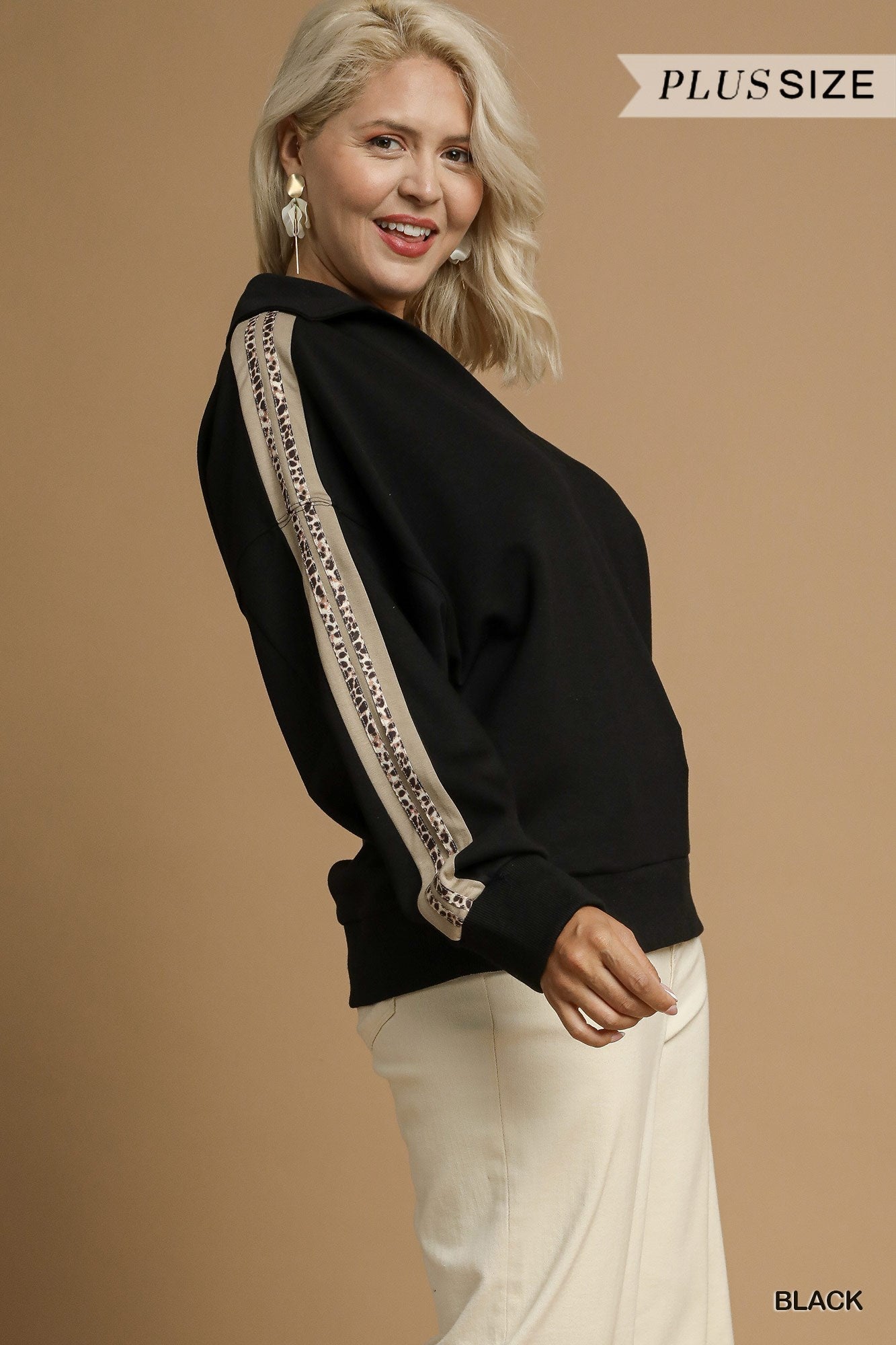Leopard Accent Luxeknit Pullover | PLUS SIZE AVAILABLE