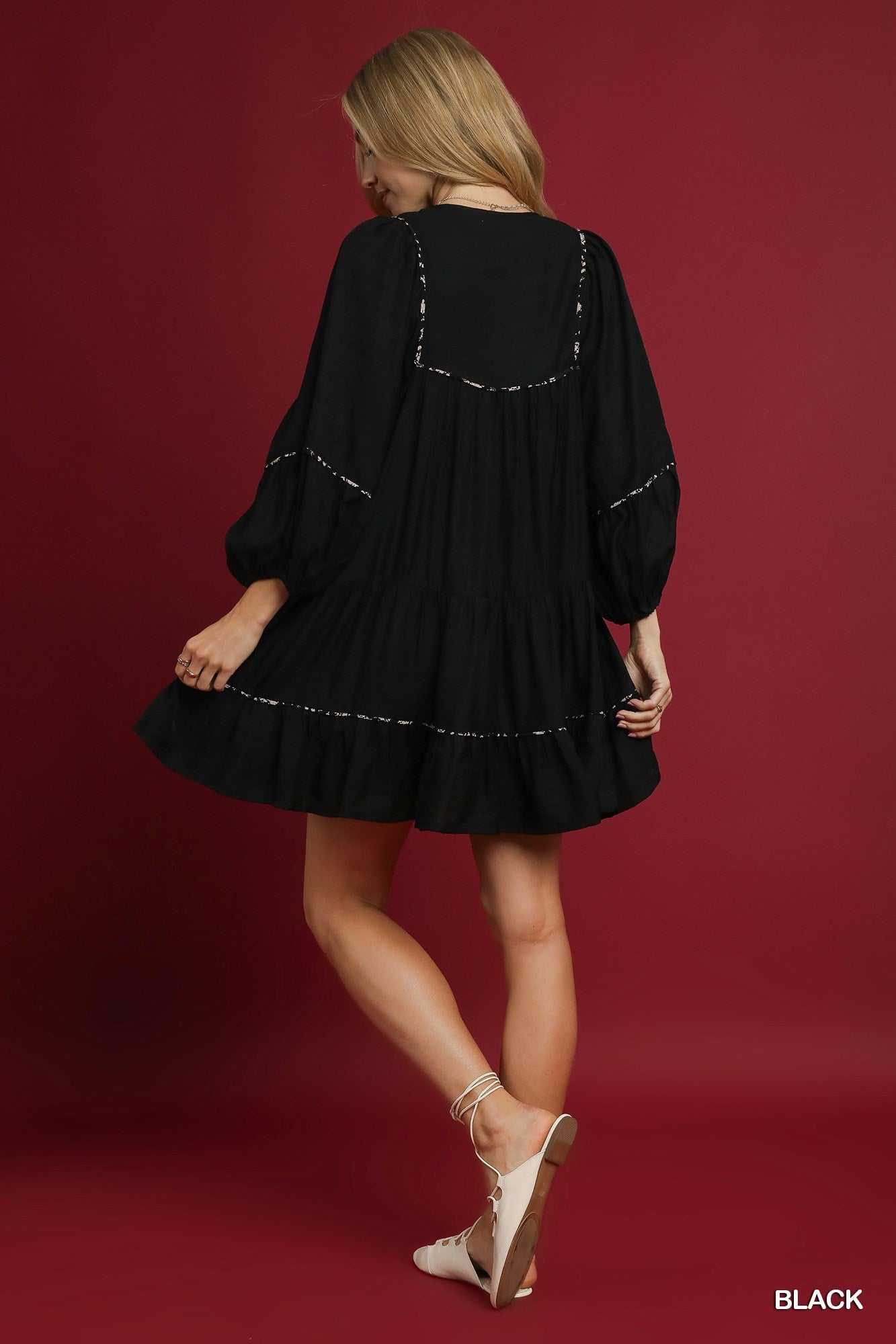 Aisling Long Sleeve Tiered Mini Dress
