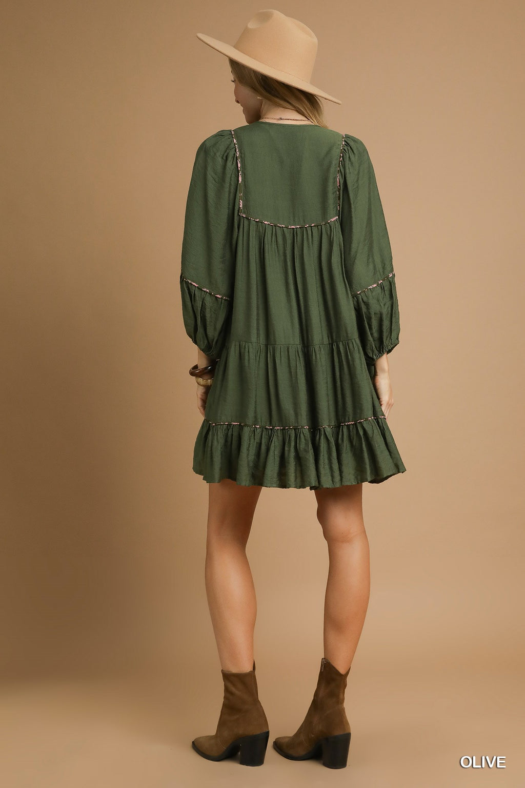 Aisling Long Sleeve Tiered Mini Dress