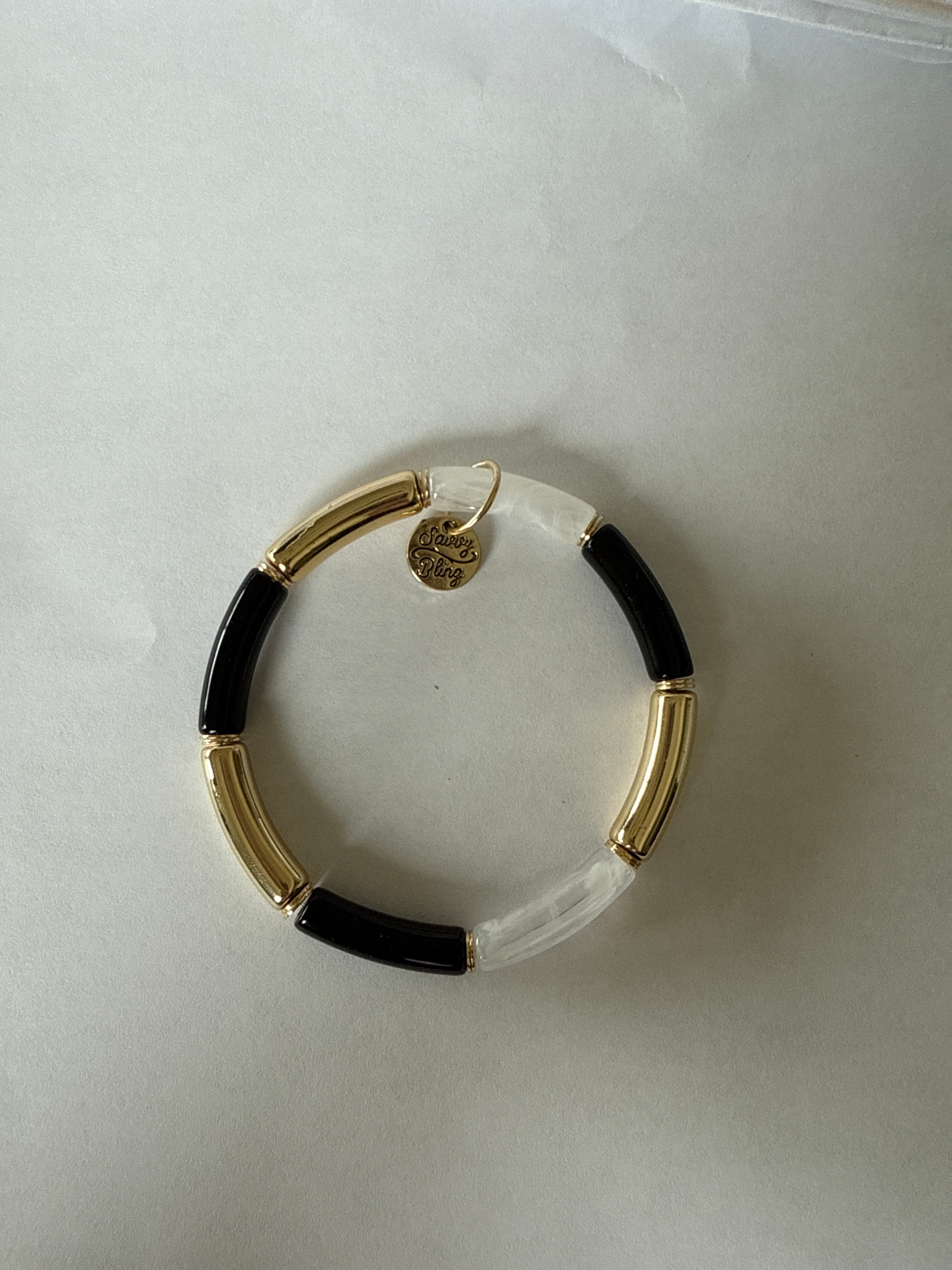 Small Gold Acrylic Bamboo Tube Bracelet