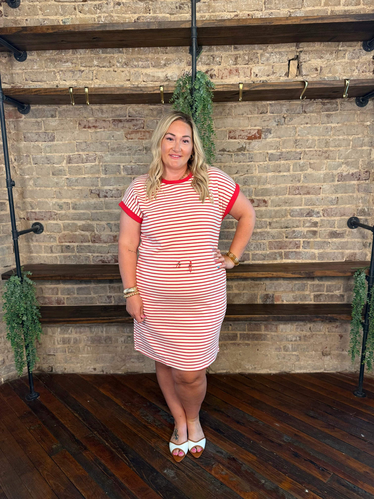 PLUS SIZE | Red Stripe Dress