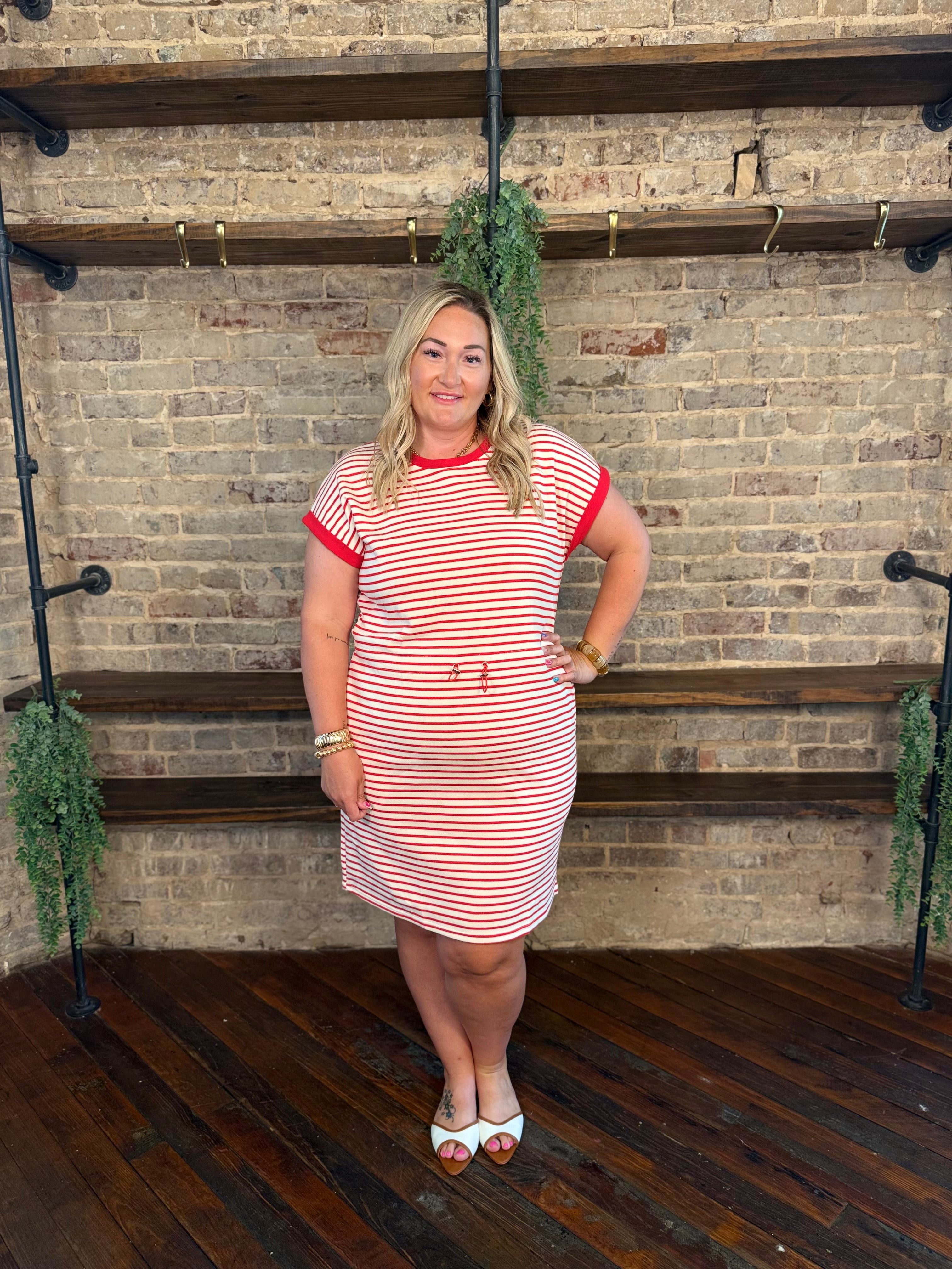 PLUS SIZE | Red Stripe Dress