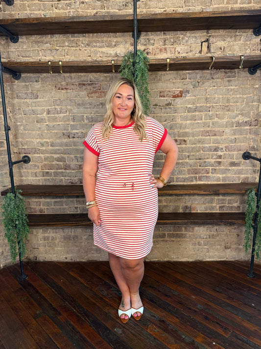PLUS SIZE | Red Stripe Dress