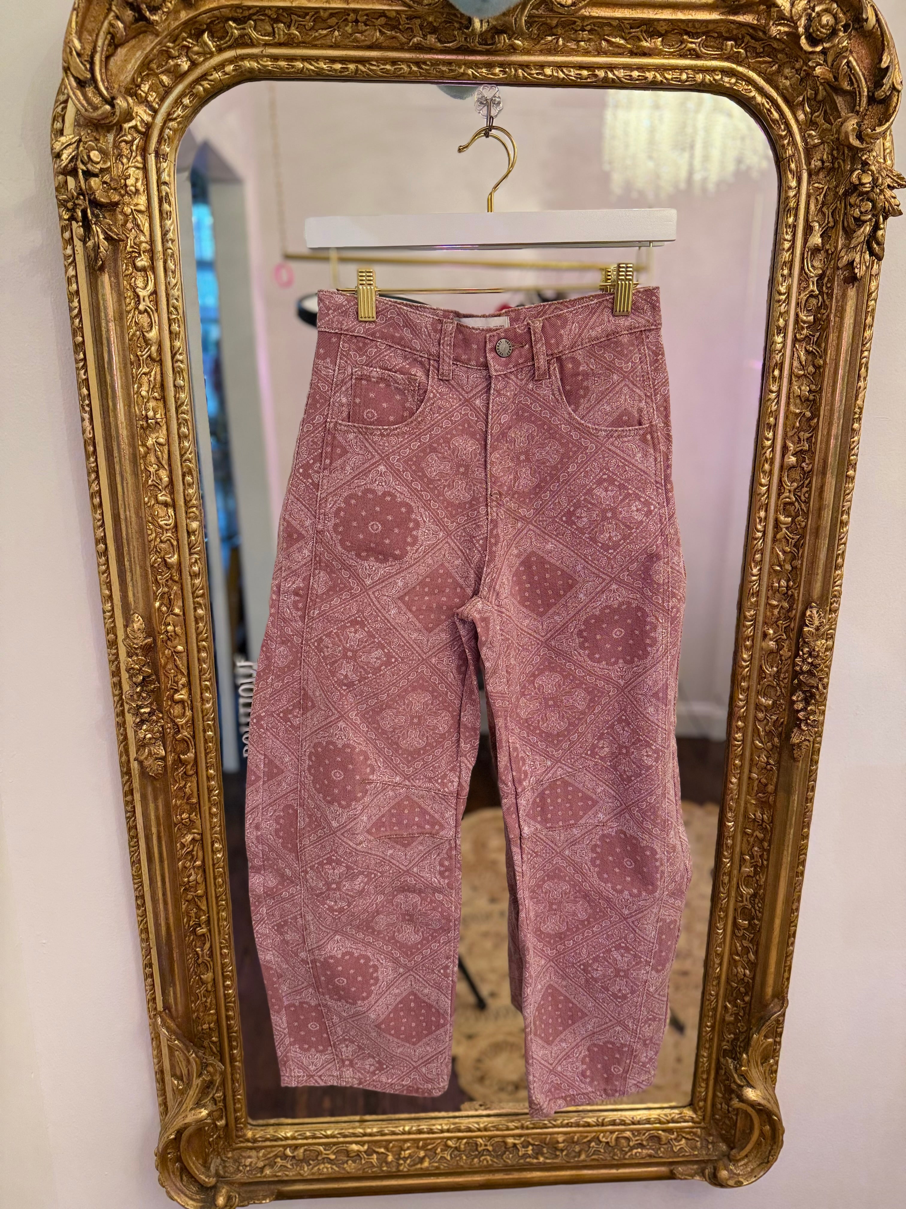 Mauve Paisley Barrel Jeans