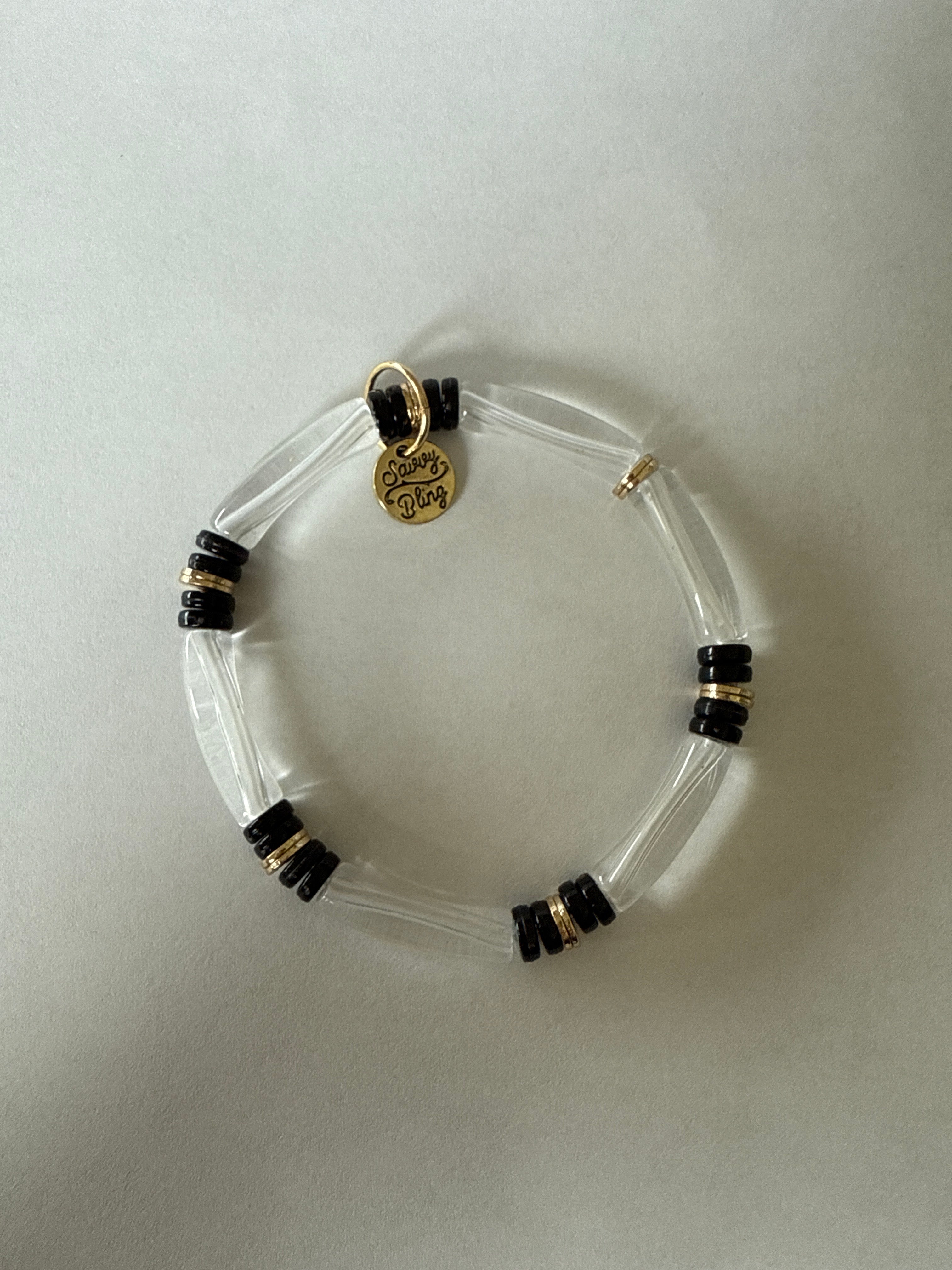 Small Gold Acrylic Bamboo Tube Bracelet