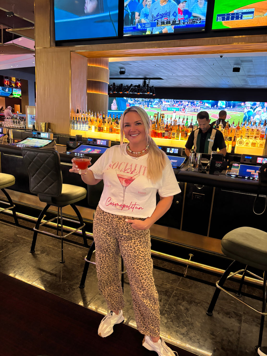 Socialite Drink Club Rhinestone Graphic Crop Tee