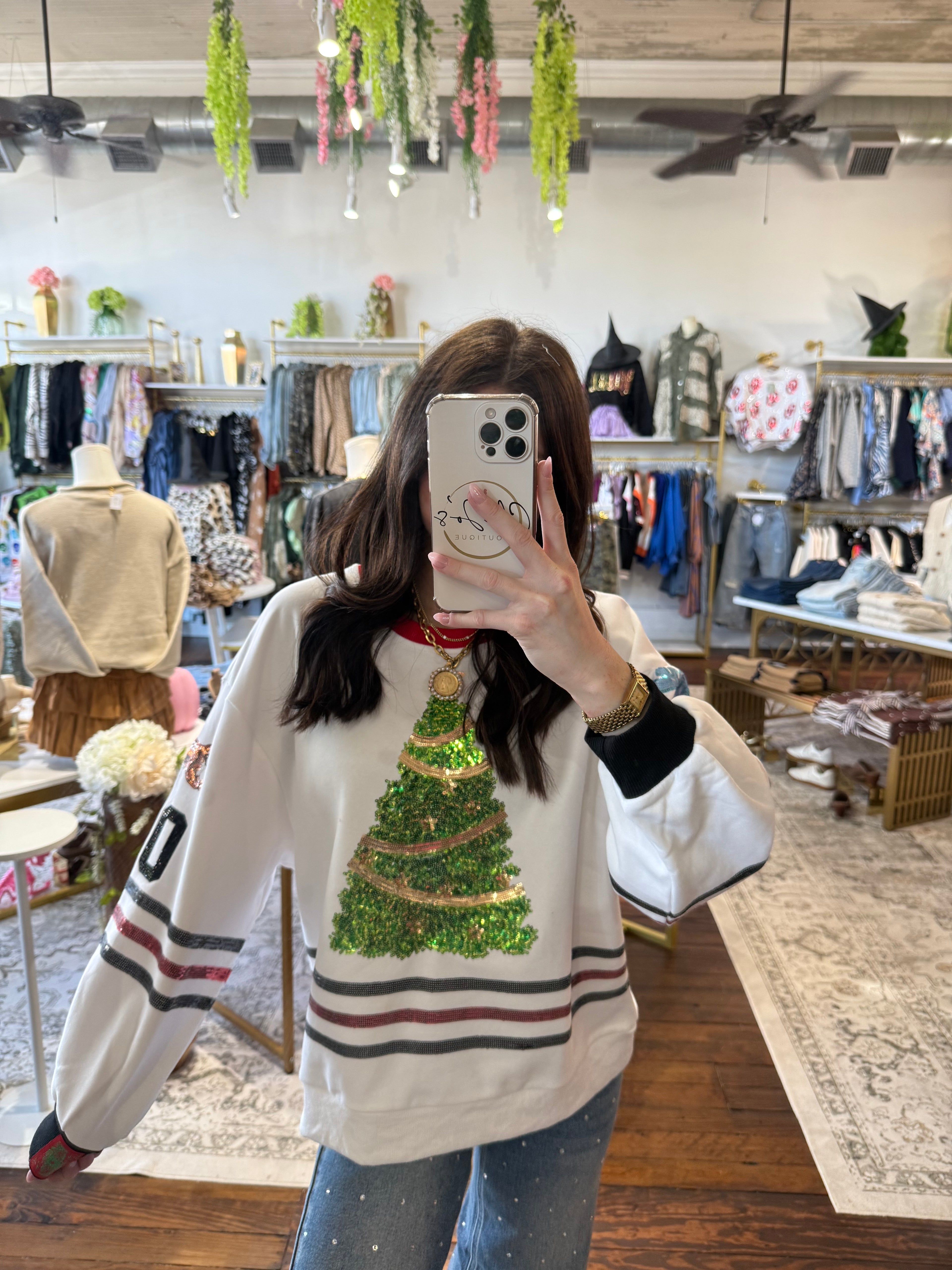 White Clark Griswold Jersey Sweatshirt | Queen of Sparkles