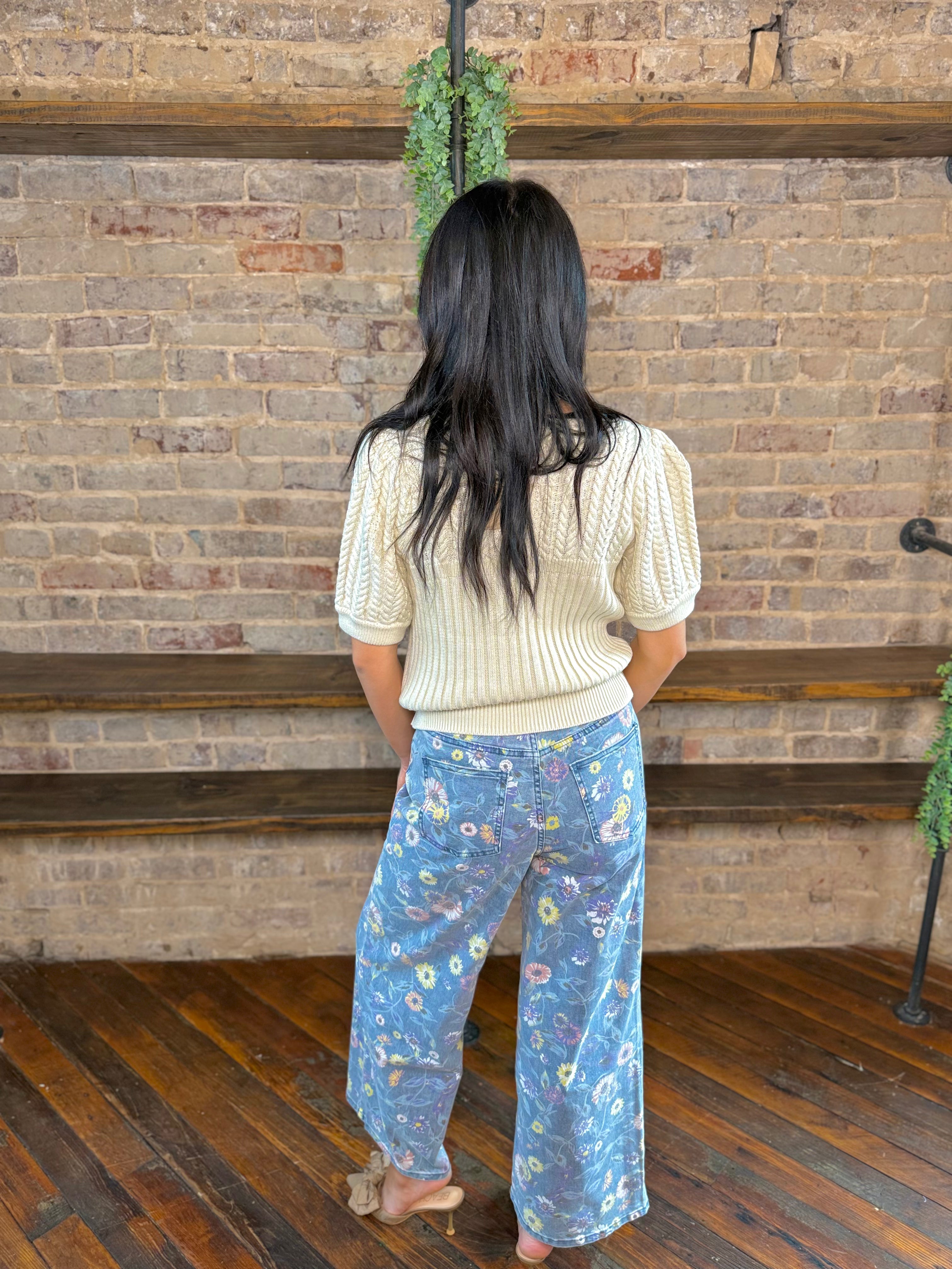Evie Floral Wide Leg Twill Pants