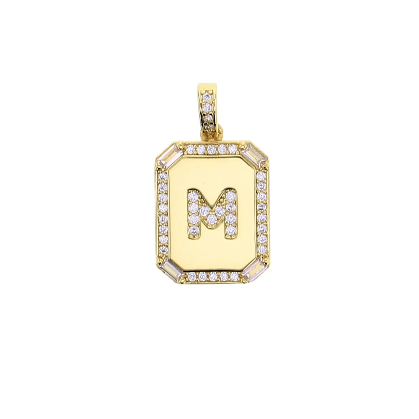 Cubic Zirconia Rhinestone Initial Tag Charm