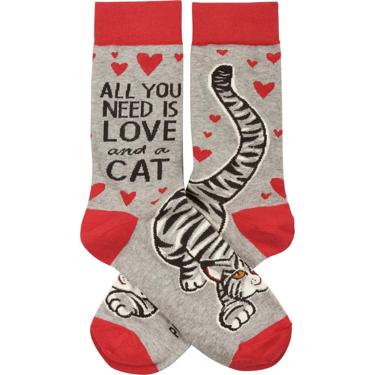 Classic Woven Crew Socks - Cats
