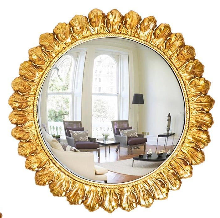 Gold Leaf Convex Wall Mirror