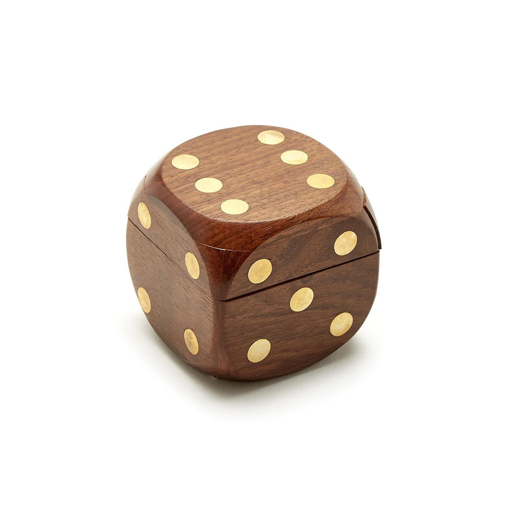 Wood Crafted Dice Box w/ 6 Dice