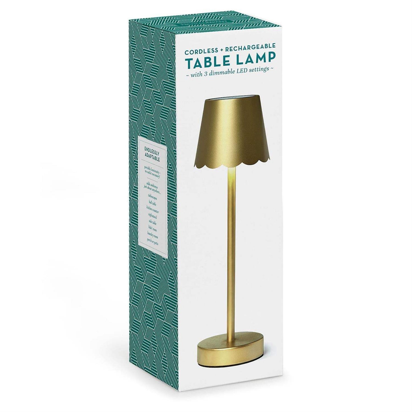 Gold Scalloped Rechargeable LED Portable Cordless Table Lamp