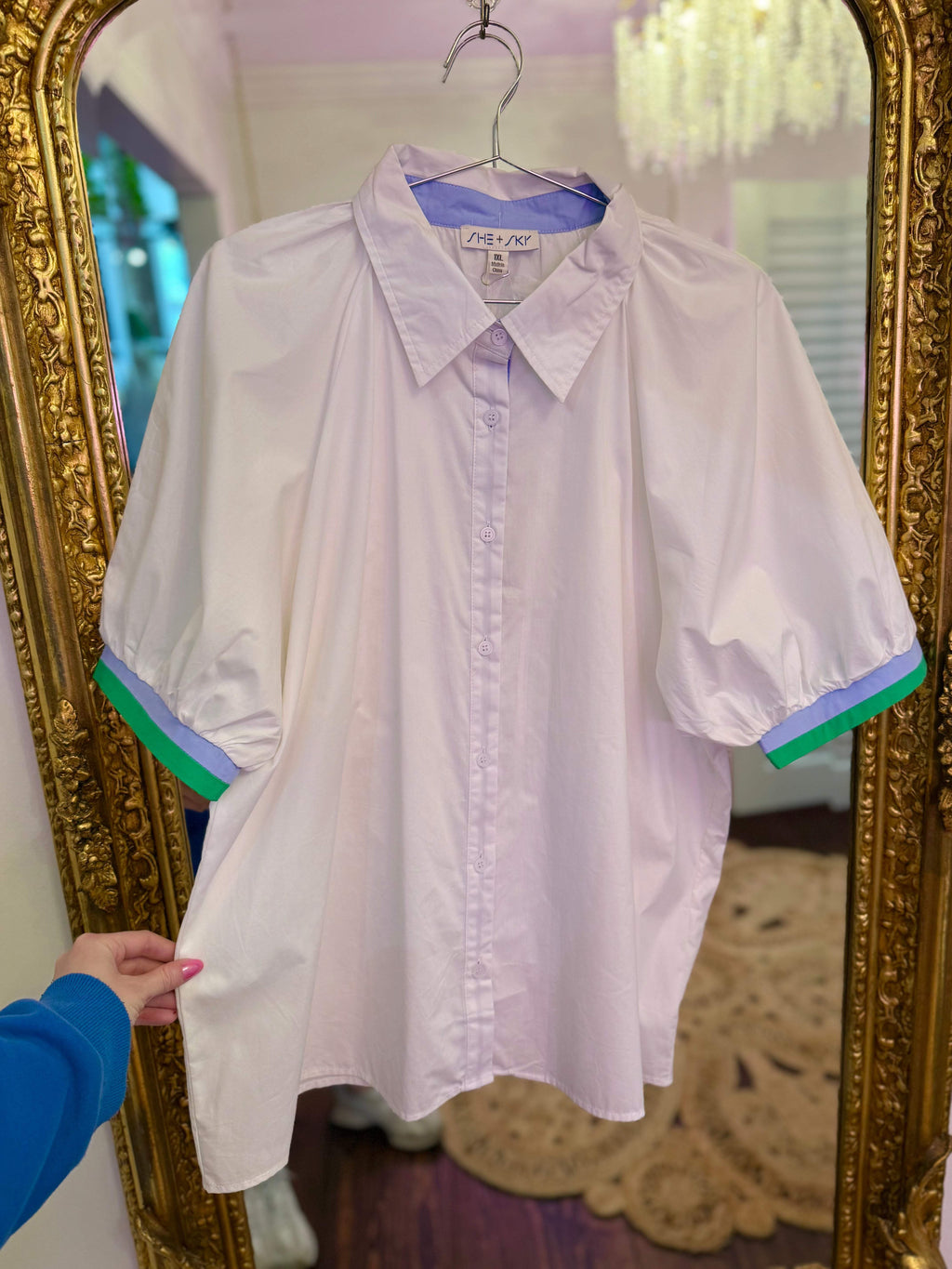 PLUS SIZE | Ressa Striped Button Down Blouse