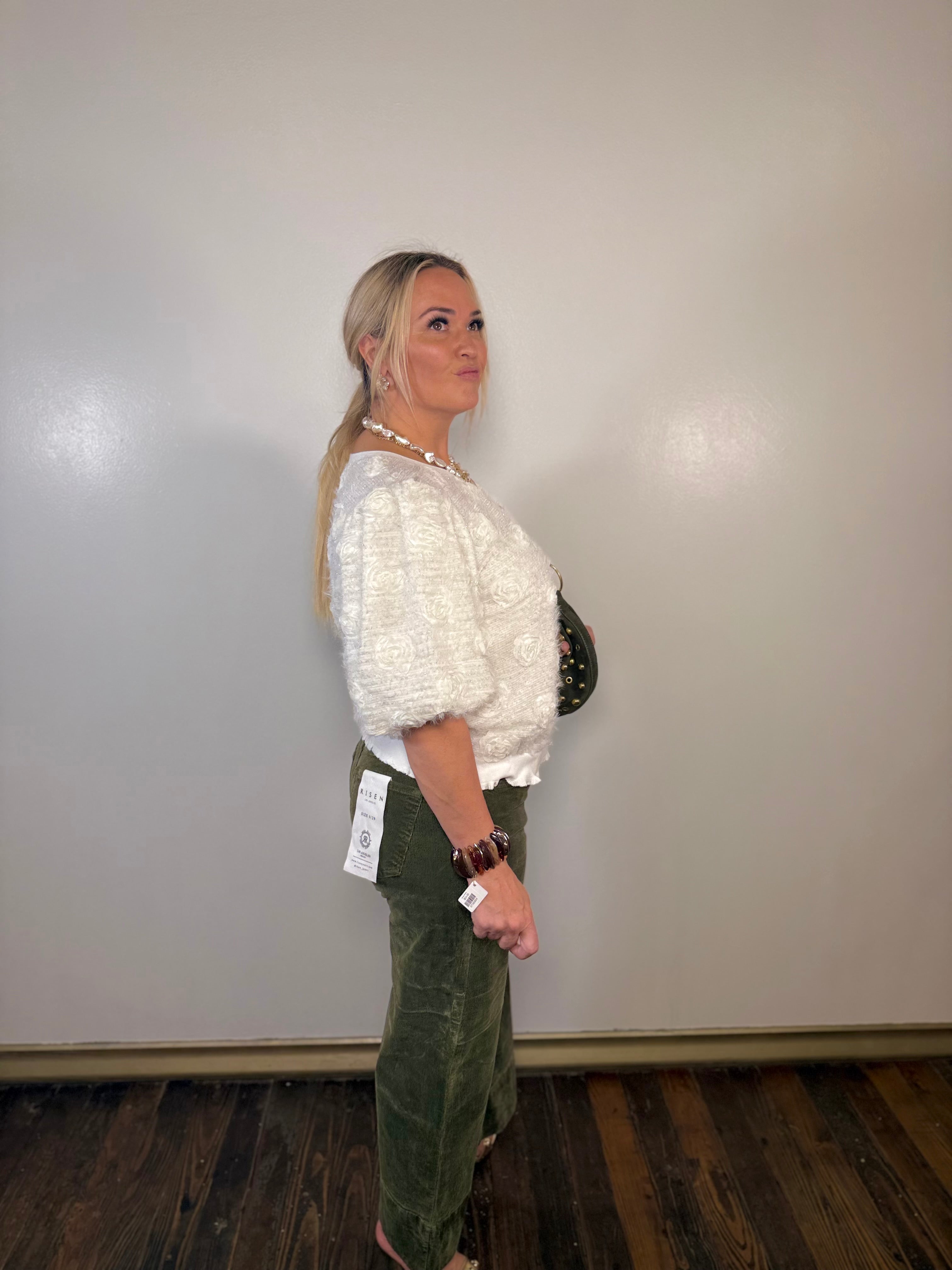 Golden Orchard Metallic 3D Floral Top