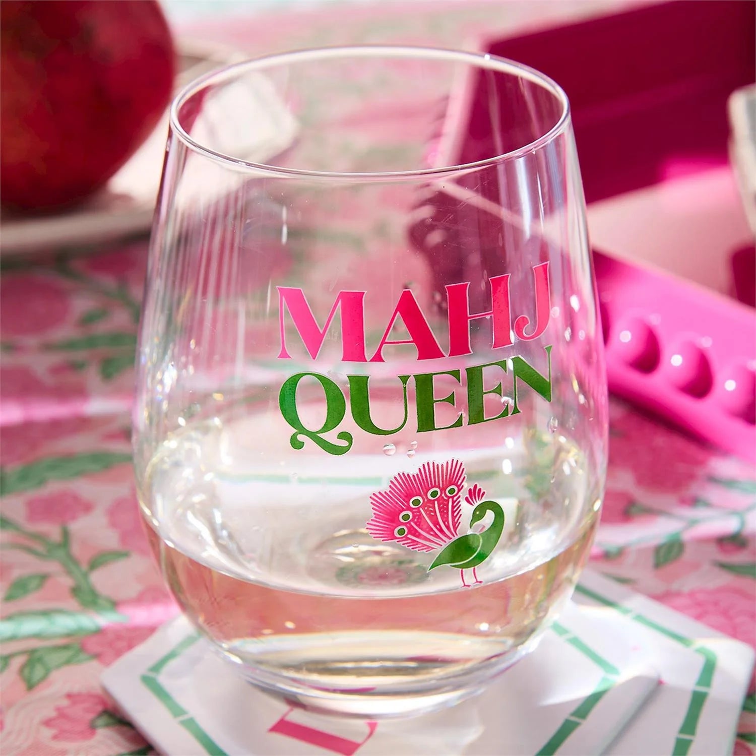 Mahj Queen Stemless Wine Glass