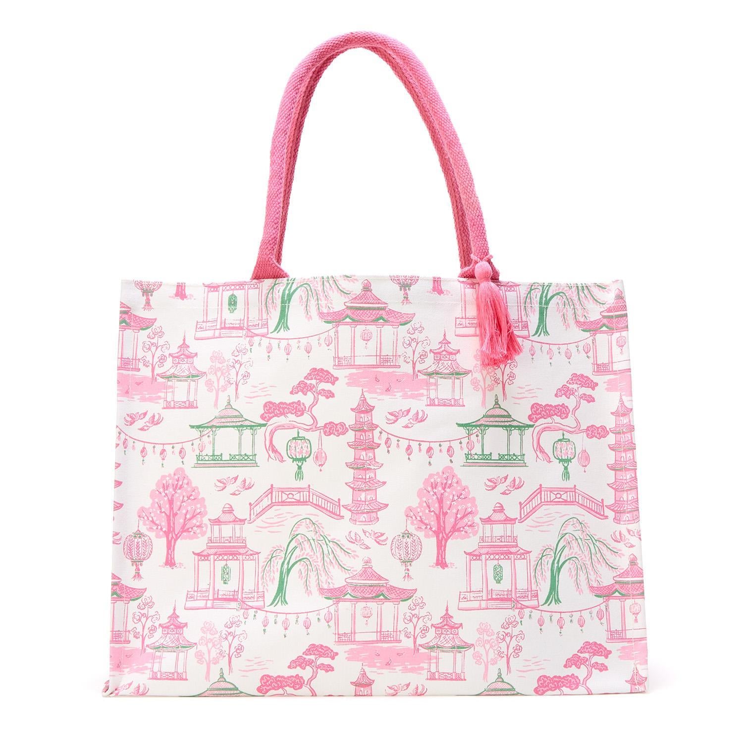 Mahjong Block Print Pattern Tote Bag