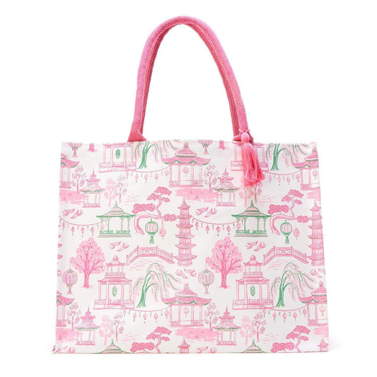 Mahjong Block Print Pattern Tote Bag
