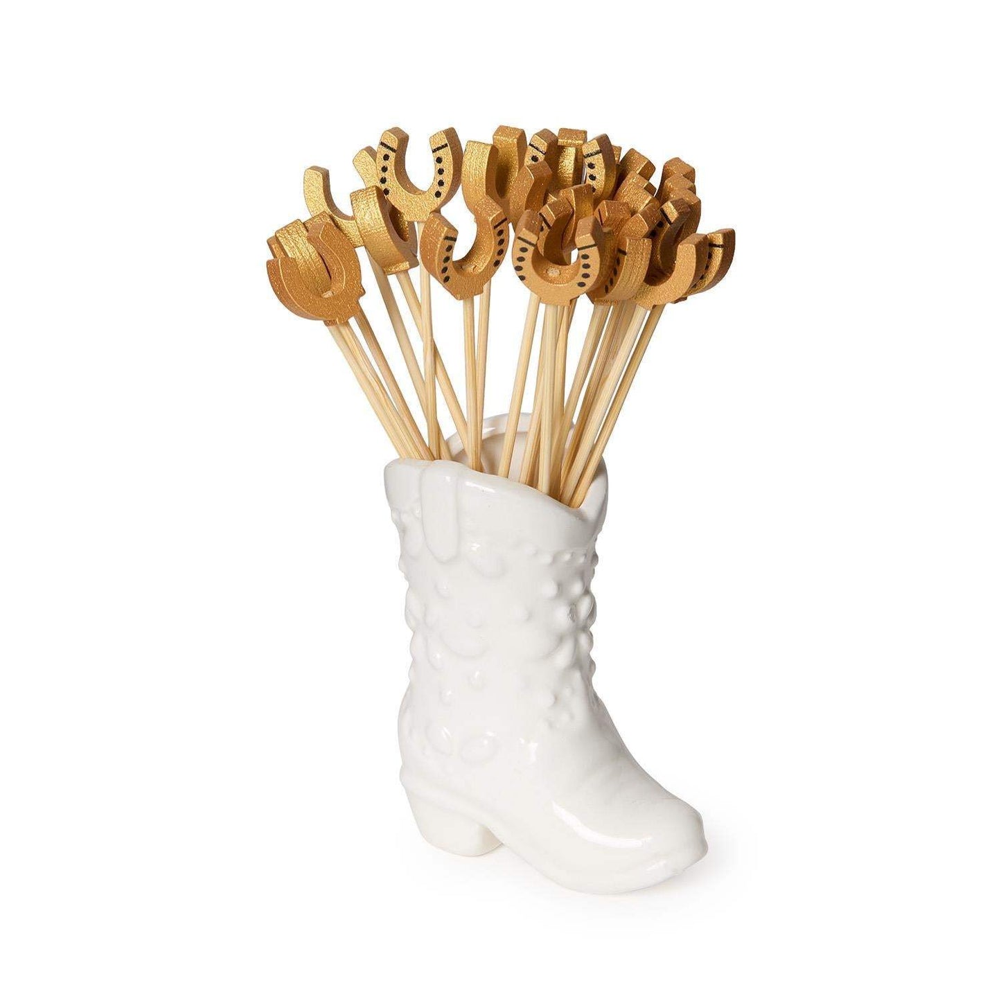 Western Cowboy Boot with 20 Horseshoe Cocktail Picks