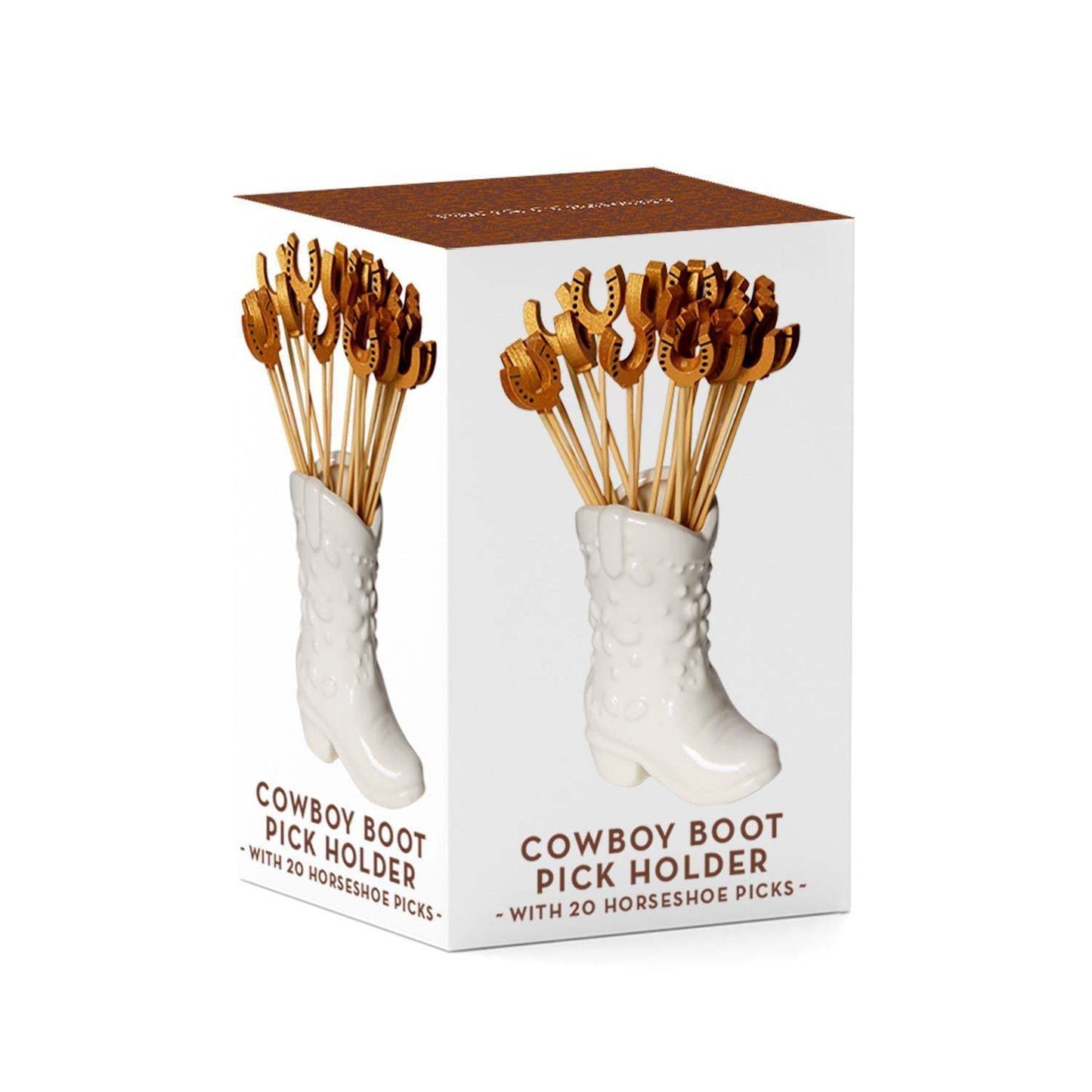 Western Cowboy Boot with 20 Horseshoe Cocktail Picks