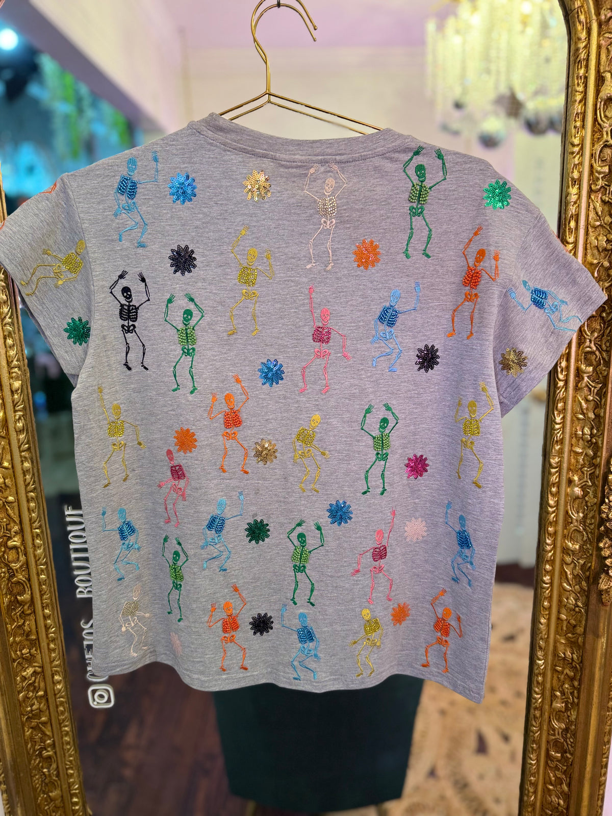 Grey Multi Skeleton Tee | Queen of Sparkles