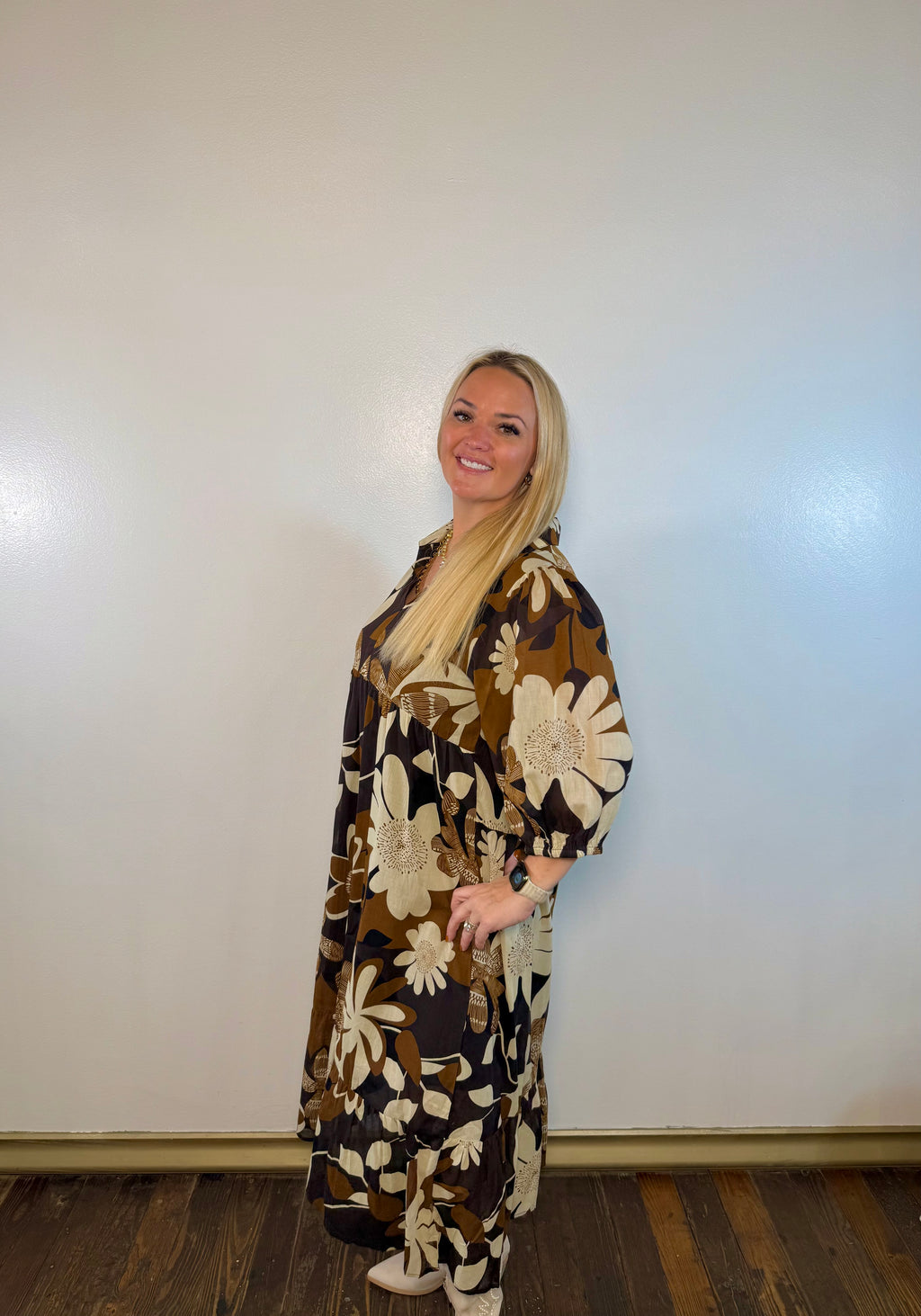 Fall Floral Midi Dress