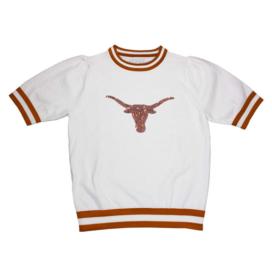 NCAA Licensed Sequin Varsity Short Sleeve Sweater Top