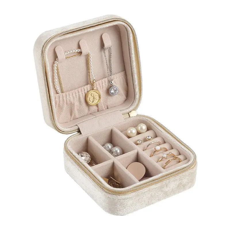 Velvet Compact Travel Jewelry Case