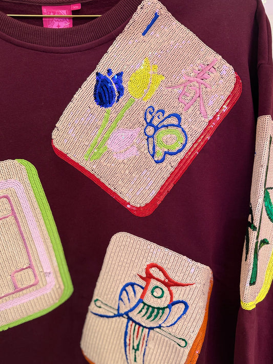 Plum Mahjong Tile Sweatshirt | Queen of Sparkles