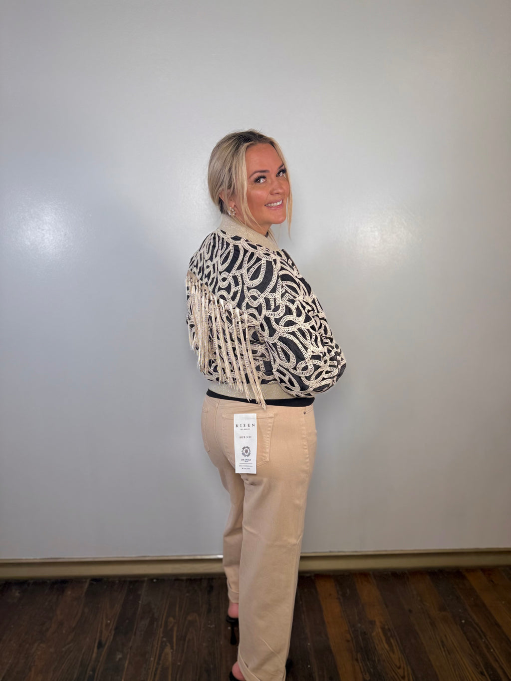 Pattern Weave Zip-Up Bomber