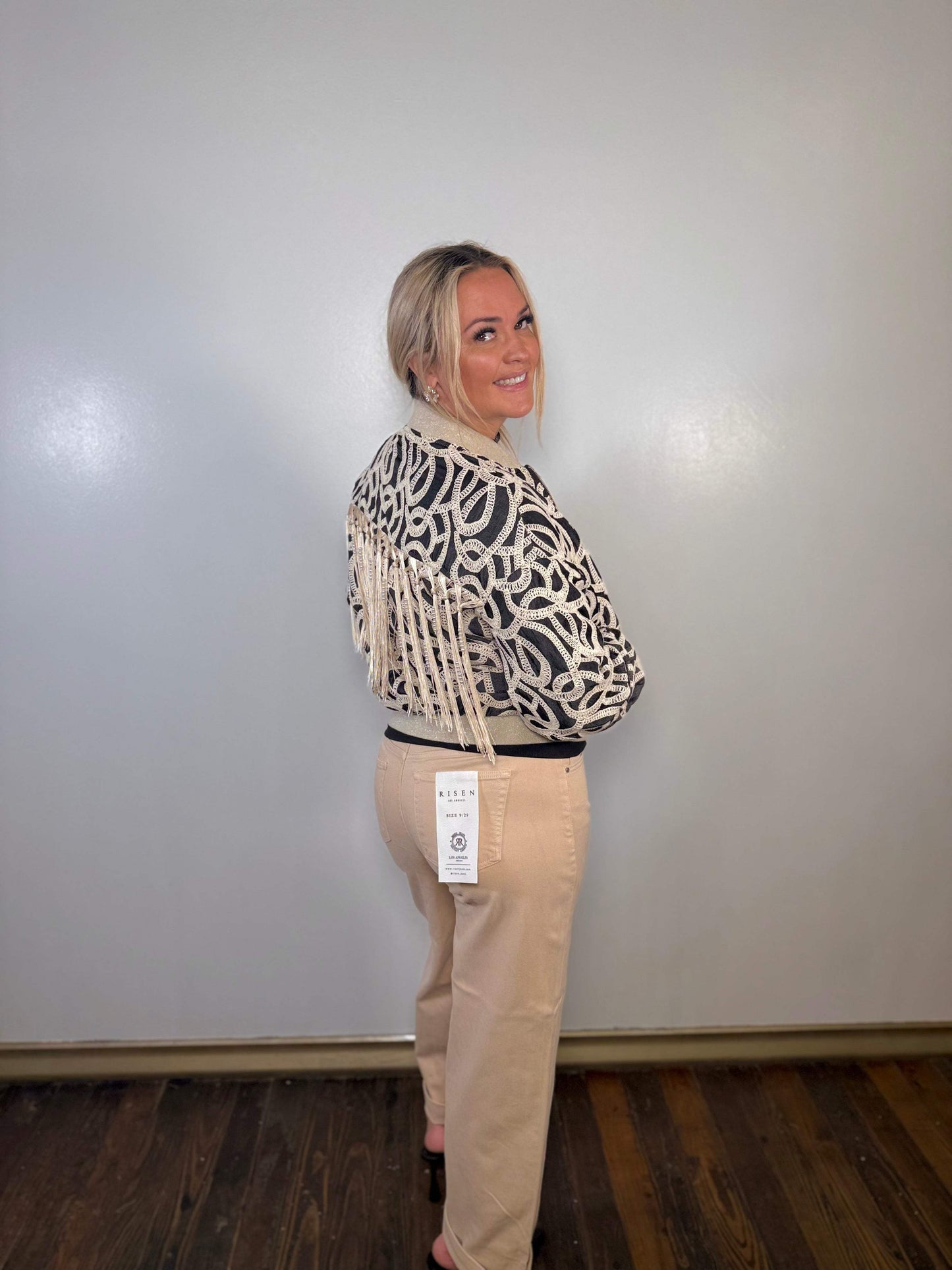 Pattern Weave Zip-Up Bomber
