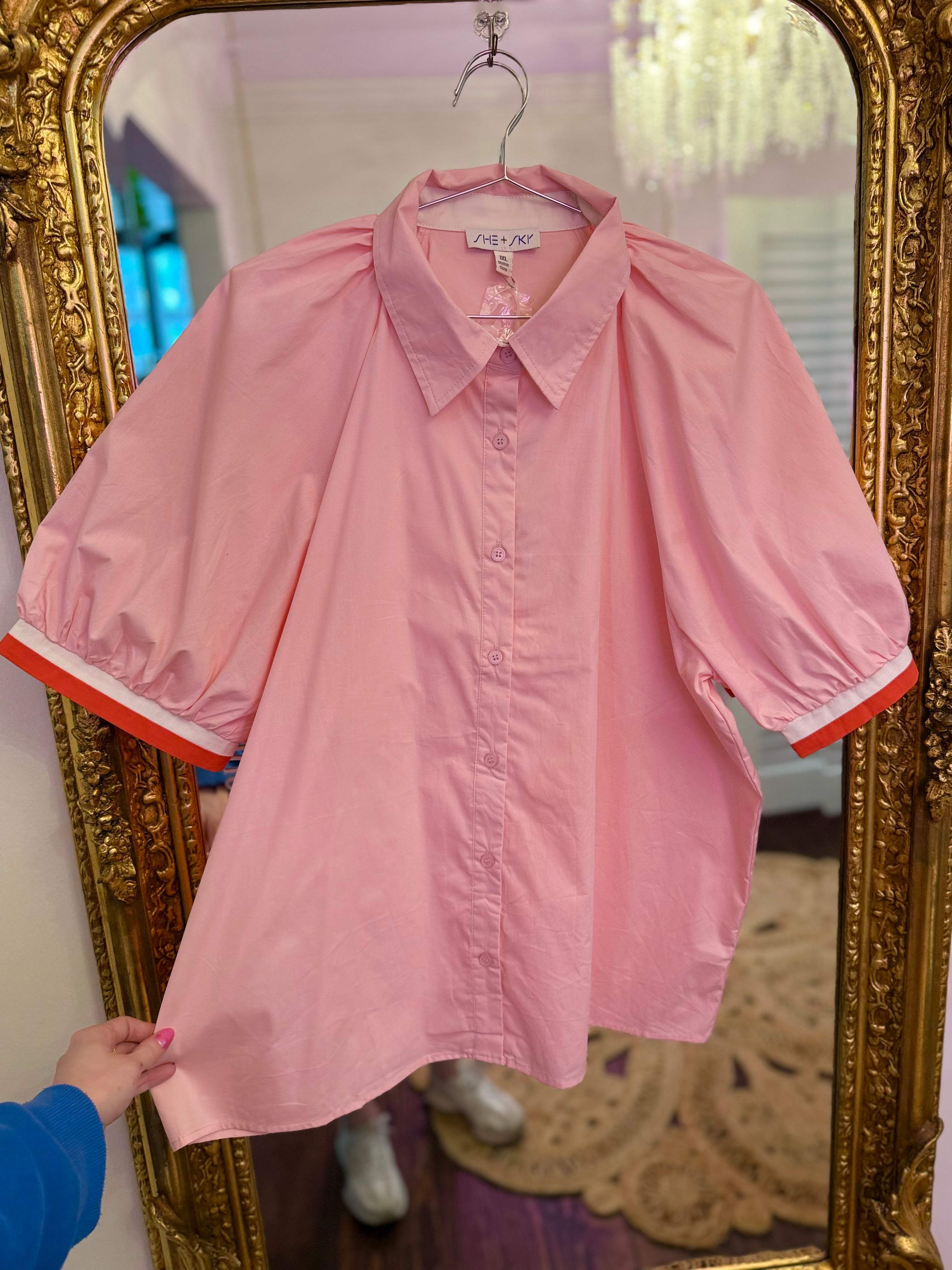 PLUS SIZE | Ressa Striped Button Down Blouse
