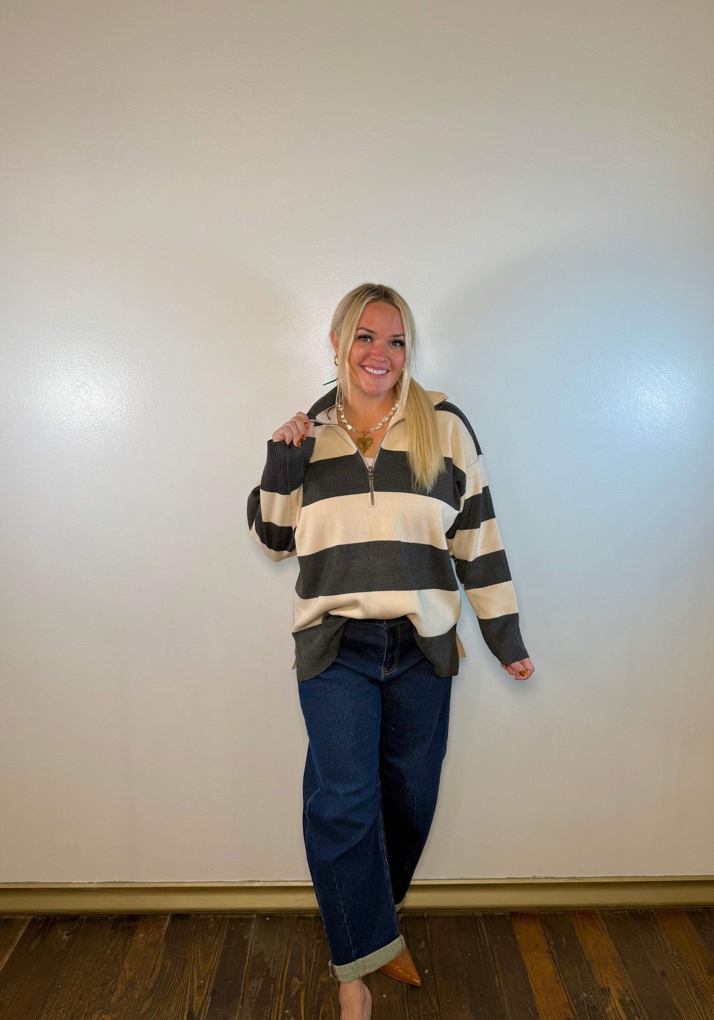 Fontaine Half Zip Striped Pullover
