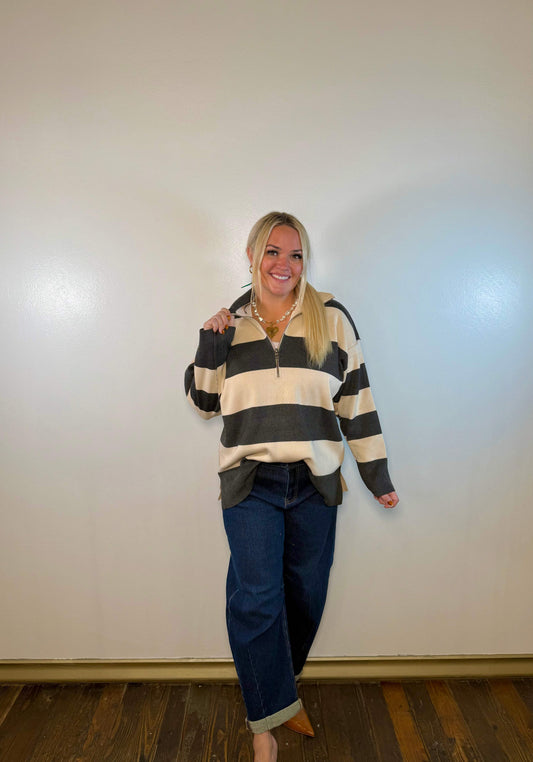 Fontaine Half Zip Striped Pullover