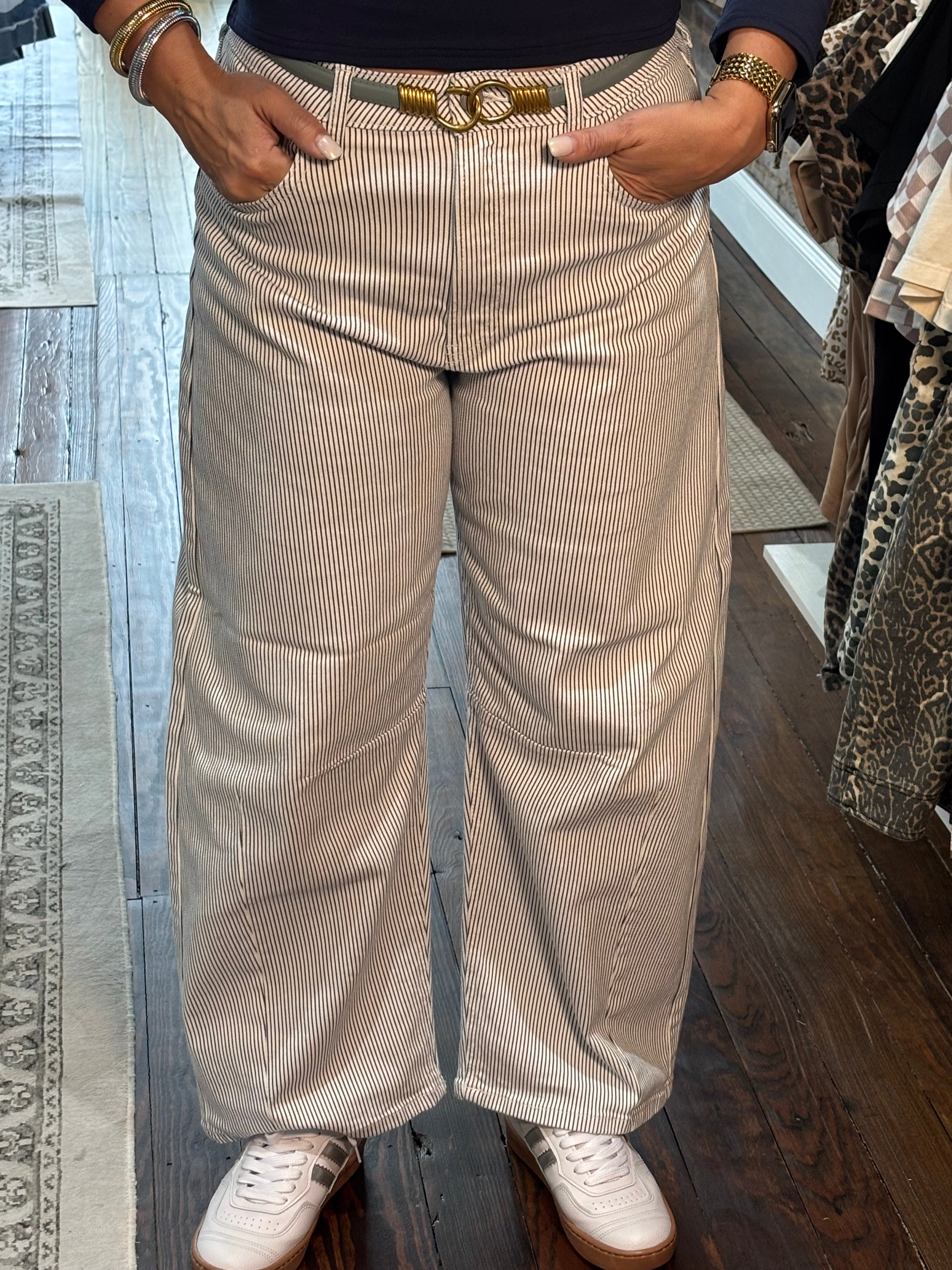 Easy Stripes Barrel Jeans