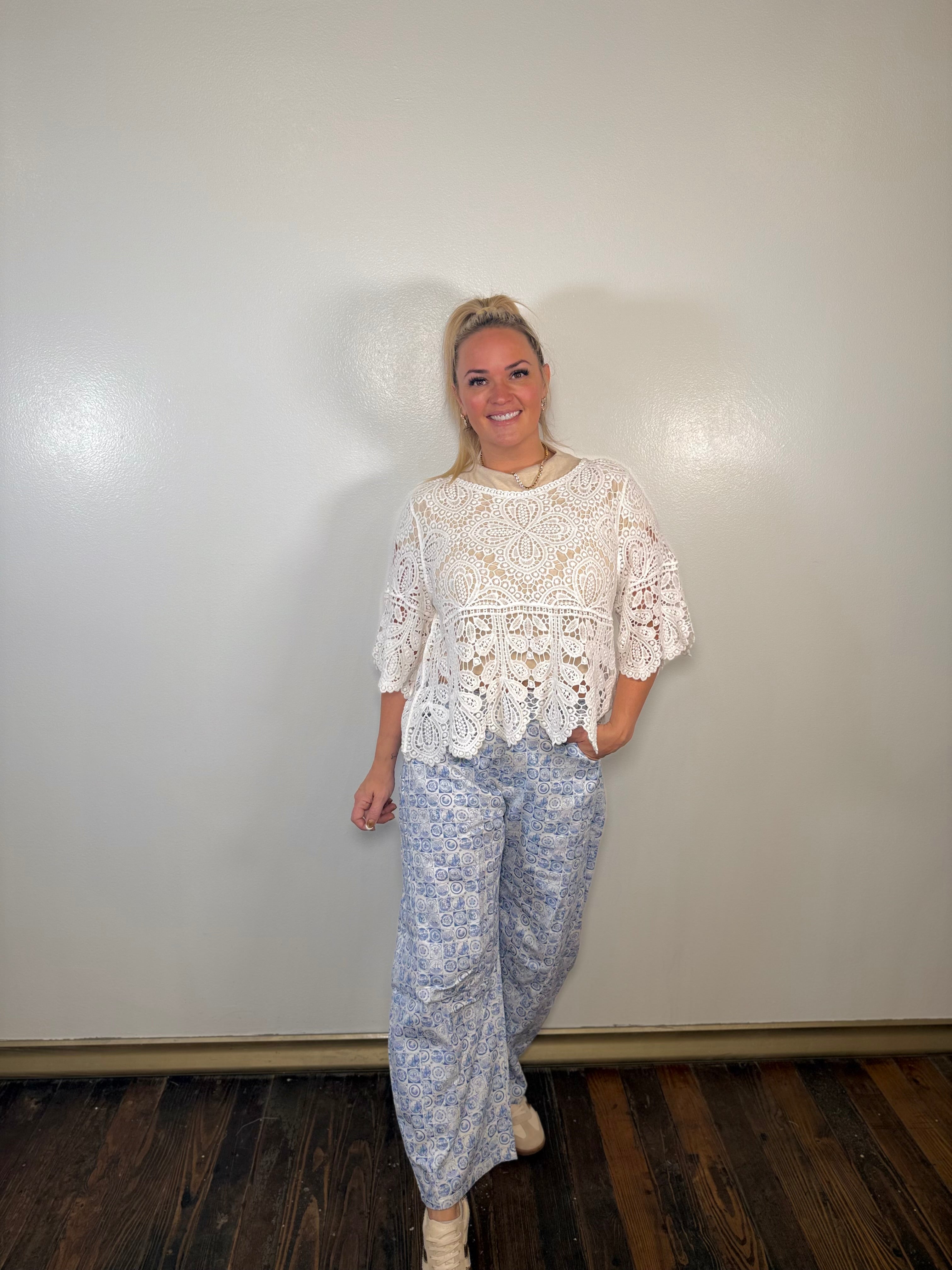 Coin Stamp Print Barrel Jeans