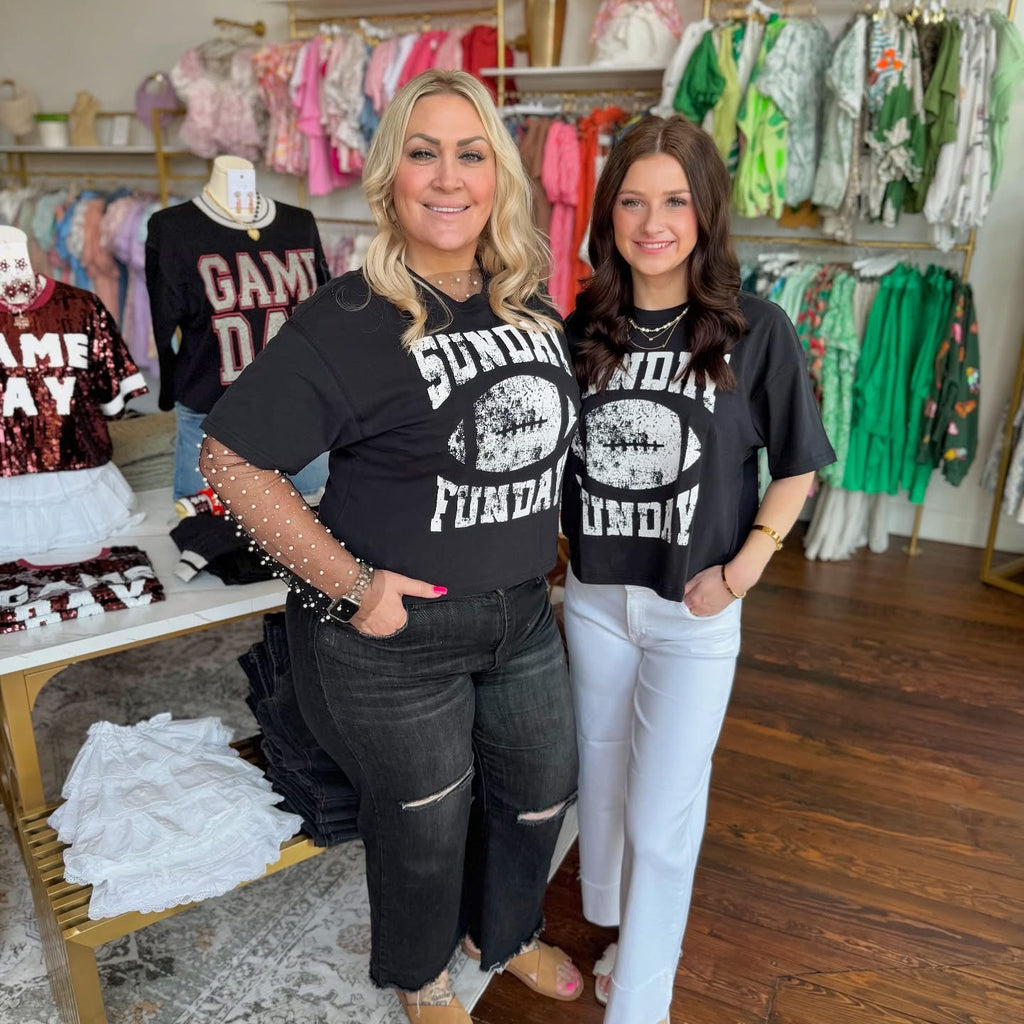 Sunday Funday Football Graphic Crop Tee