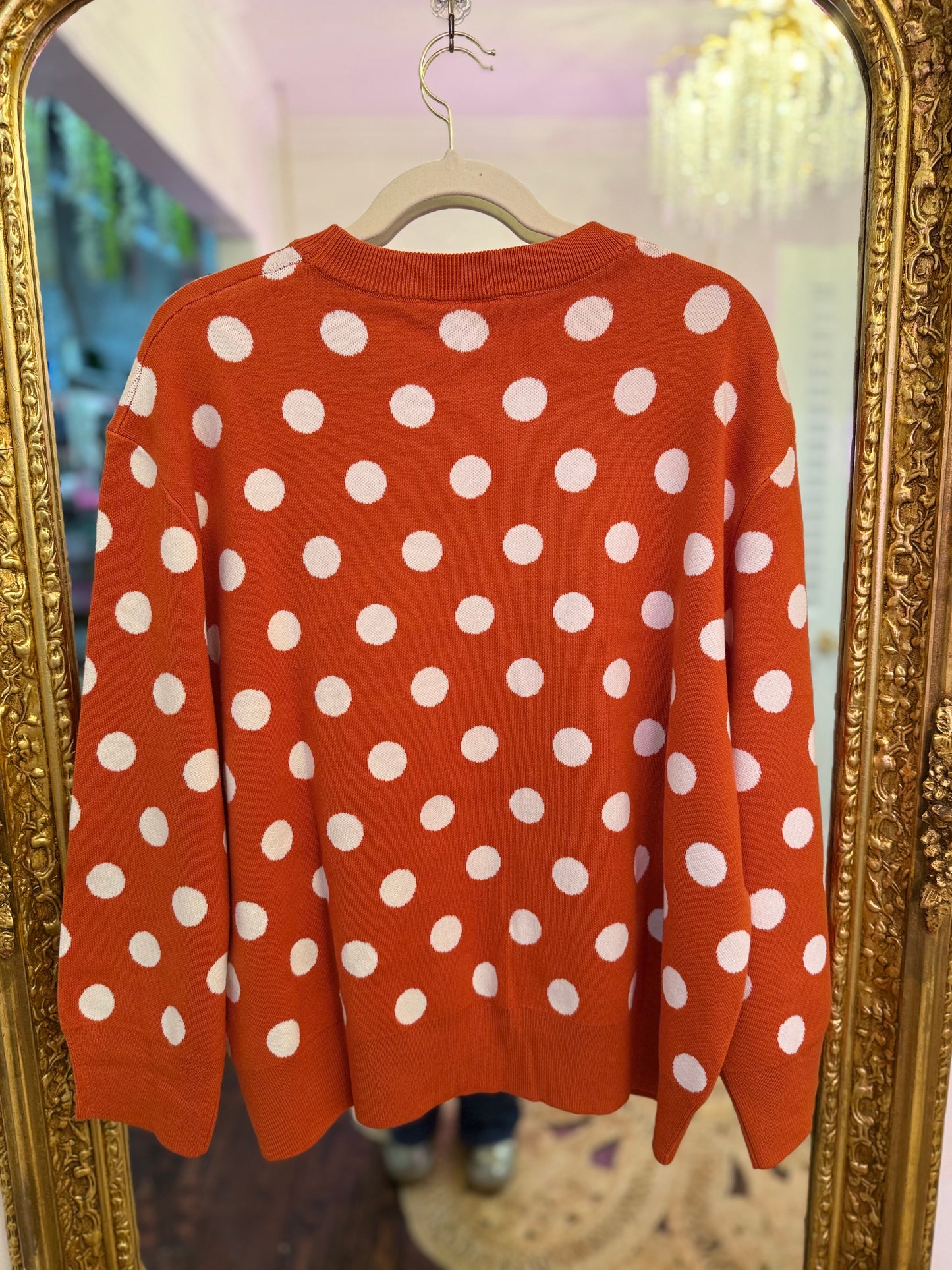 Orange Polkadot Pumpkin Sweater | Queen of Sparkles