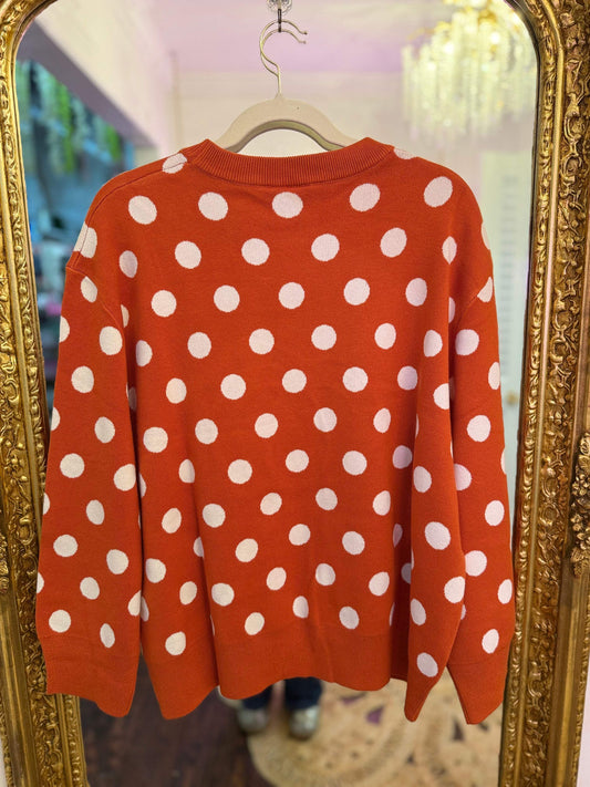 Orange Polkadot Pumpkin Sweater | Queen of Sparkles