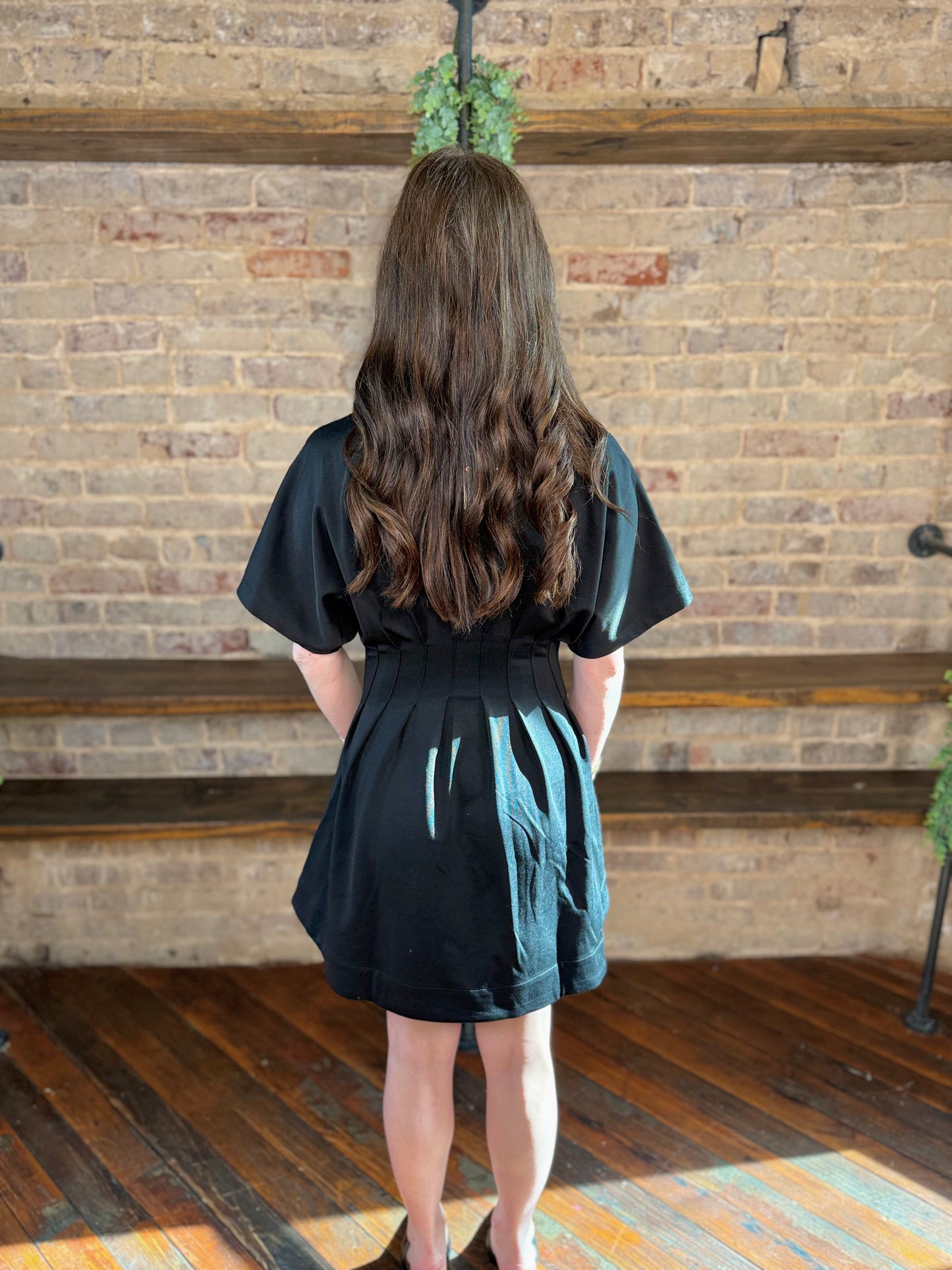 Modern Pleated Button Down Mini Dress