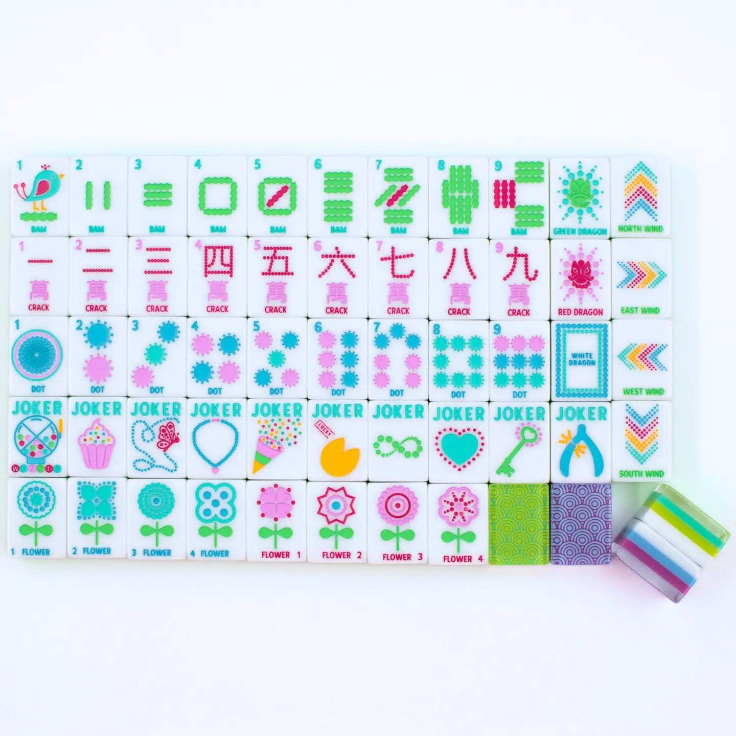 Crystal Confetti Lemon-Lime Mahjong Set