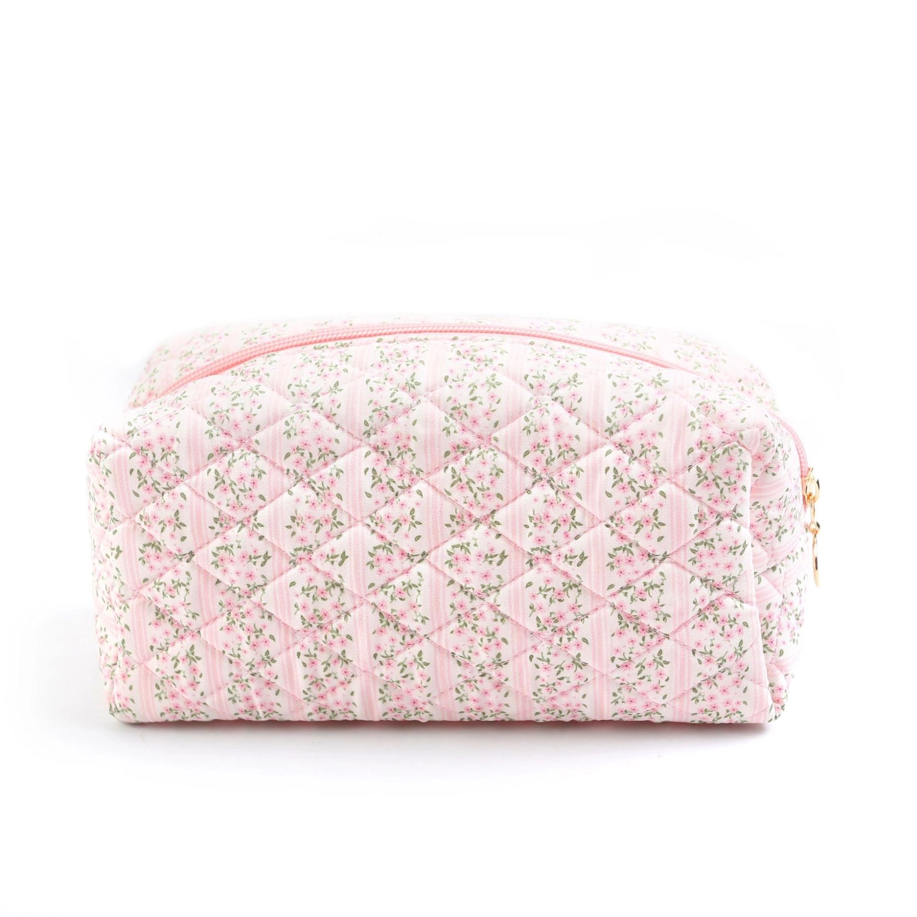 Floral Charm Quilted Cosmetic Bag
