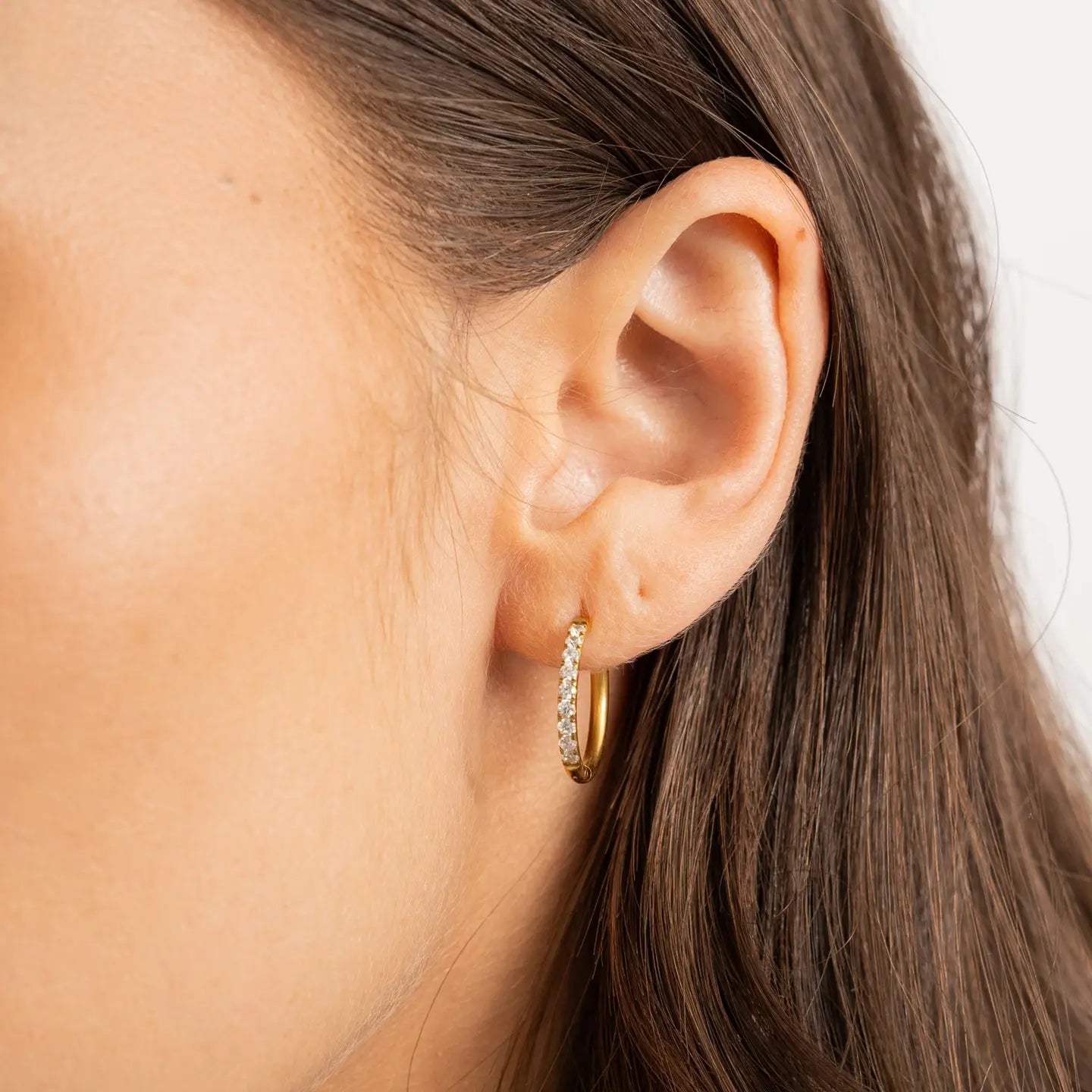18mm Gold Diamond Hoop Earrings