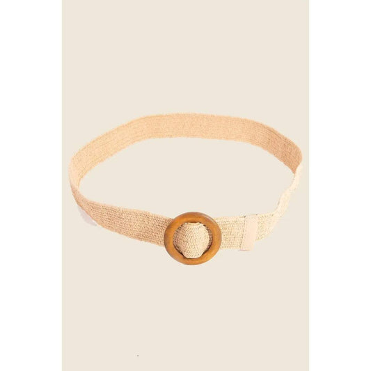 Wooden Hoop Buckle Elastic Belt