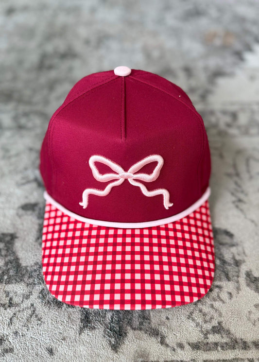 Gingham Bow Trucker Hat
