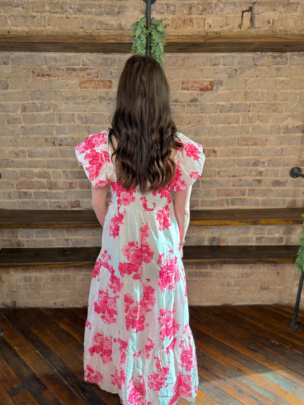 Floral Printed Cap Puff Sleeve Maxi Dress