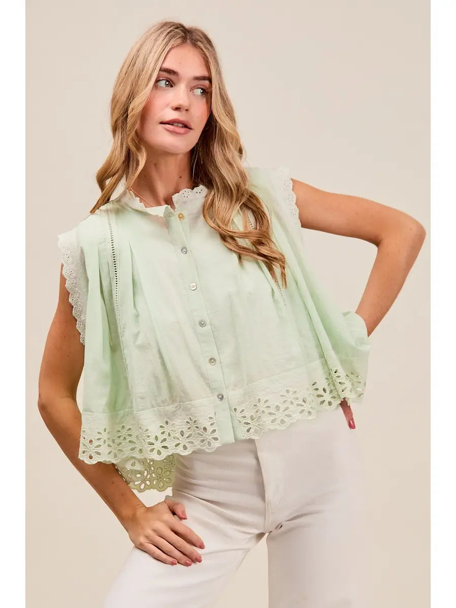 On the Button Pleated Blouse