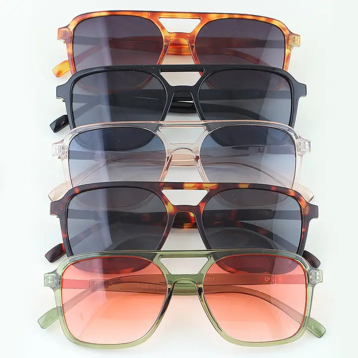 Dahlia Two Toned Straight Aviator Sunglasses